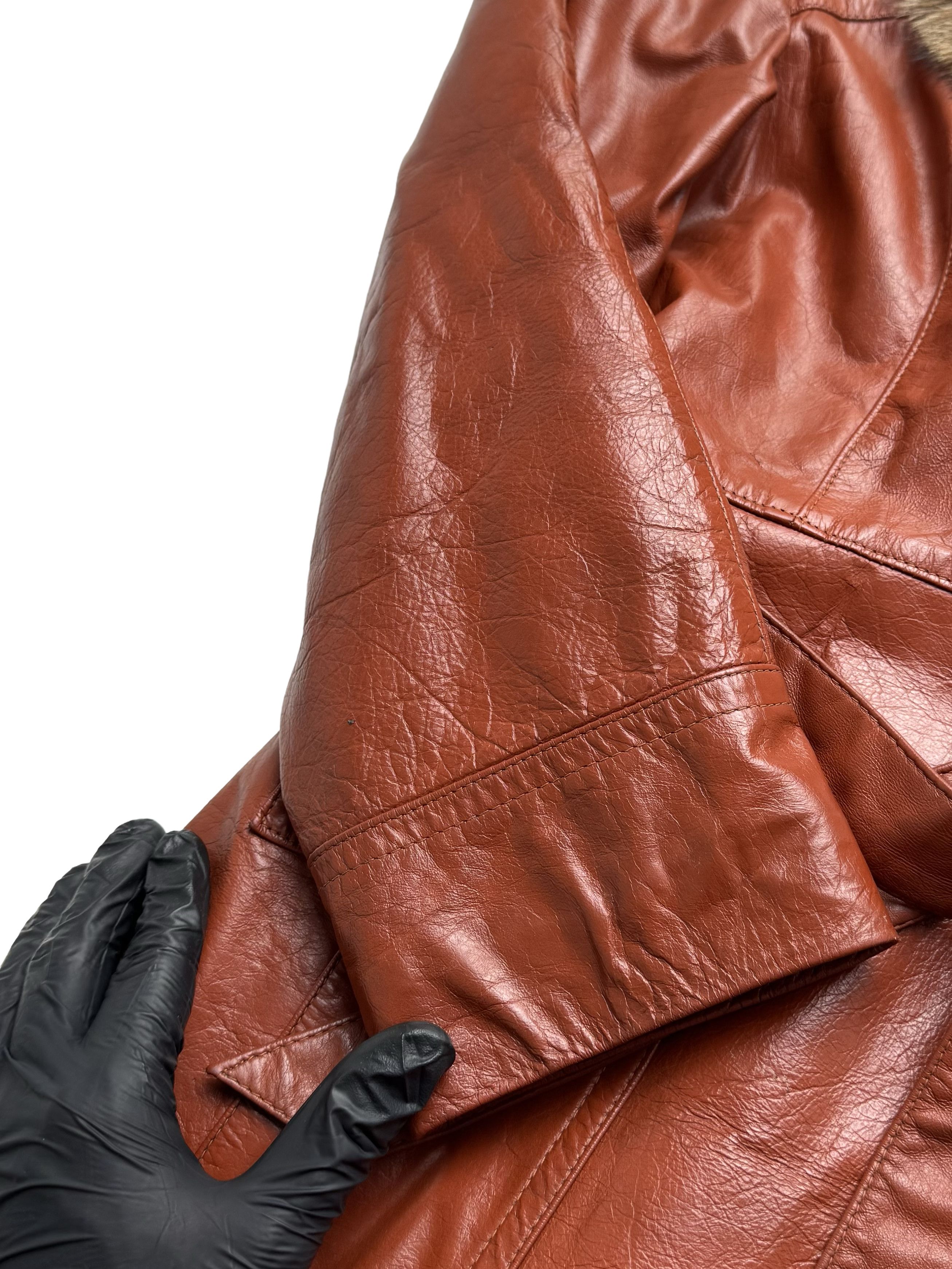 Vintage Vintage Real Leather Coat Real Fur Collar Belted Long Size L / US 10 / IT 46 - 9 Thumbnail