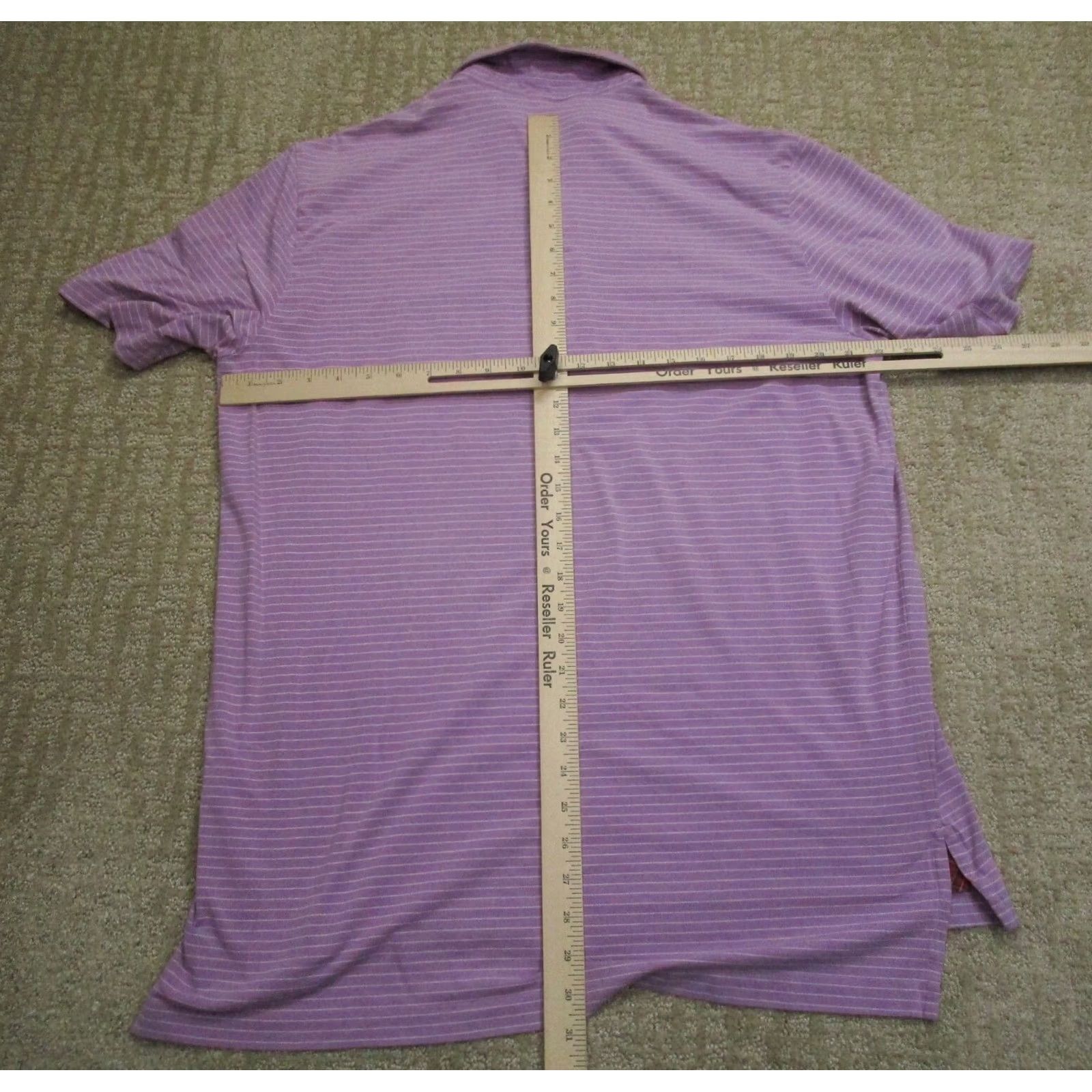Ralph Lauren Ralph Lauren Polo Golf Shirt Men Large Purple Striped Short Sleeve Knit Cotton Spandex Logo Relaxed Size US L / EU 52-54 / 3 - 4 Thumbnail