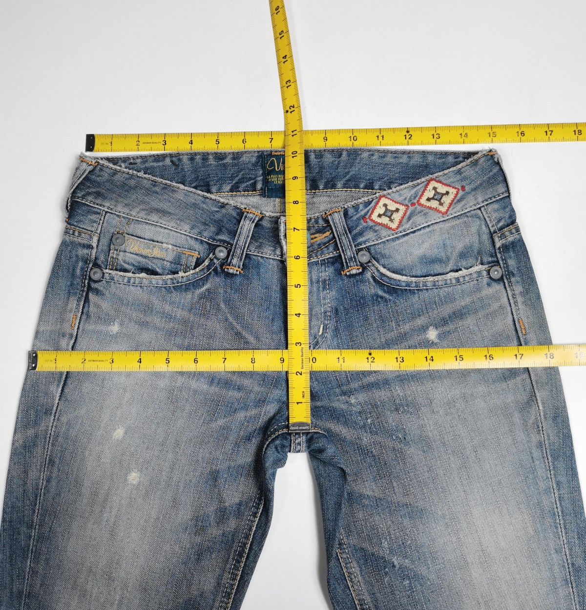 Edwin Flare Bootcut Edwin Something Vienus Distressed Jeans Size 30" / US 8 / IT 44 - 11 Thumbnail