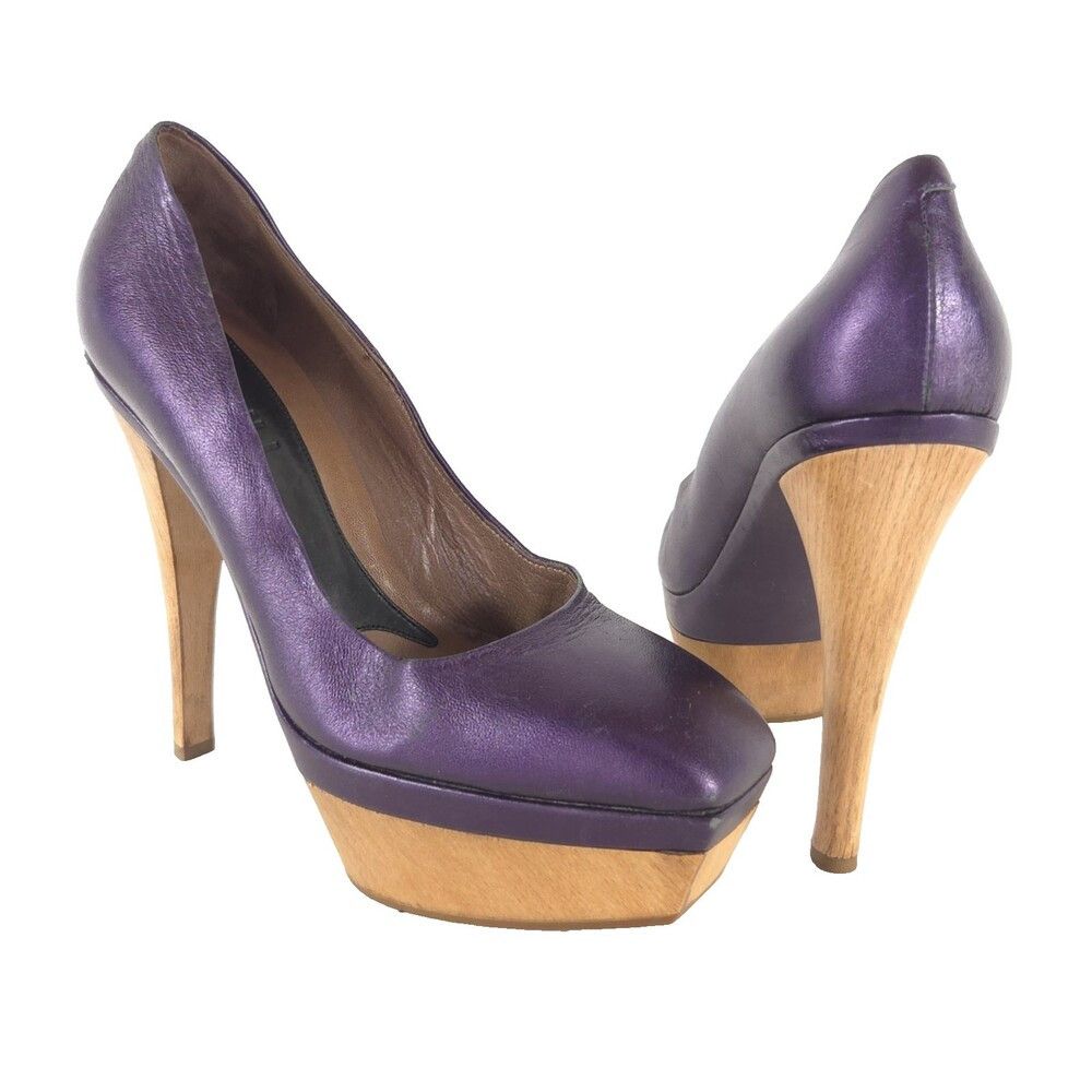 Marni Vintage Marni Leather Platform Pumps US 9 EU 39 Womens Purp Size US 9 / IT 39 - 1 Thumbnail