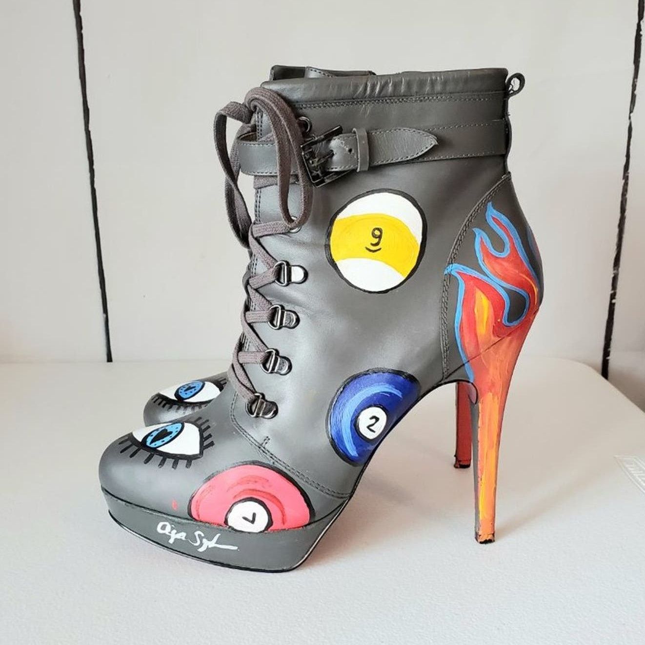 Other Paris Hilton Trinity Custom Art Leather Stiletto Booties Size US 11 / IT 41 - 8 Thumbnail