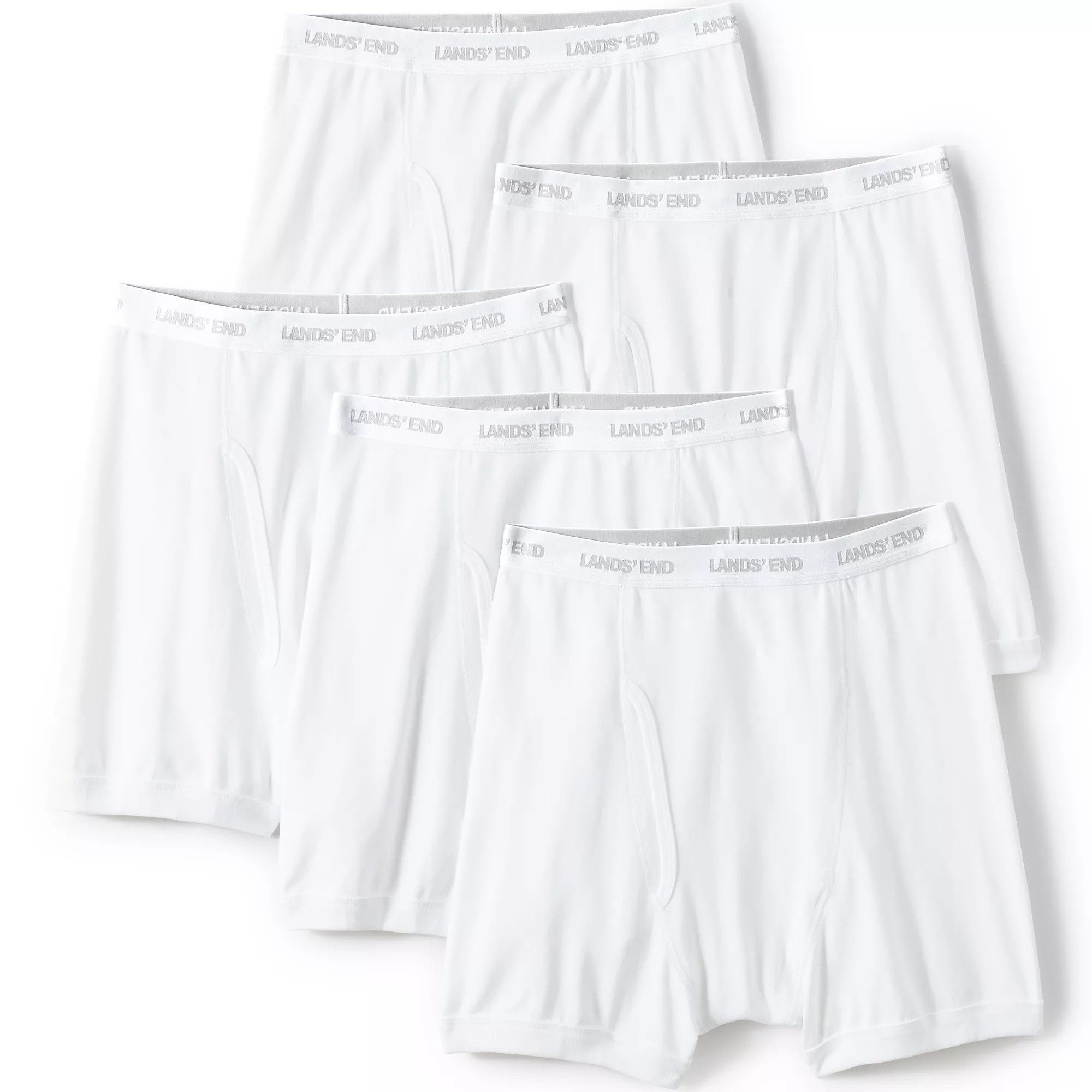 Lands' End lands end boxer briefs mens 4xl white cotton knit underwear Size ONE SIZE - 1 Preview