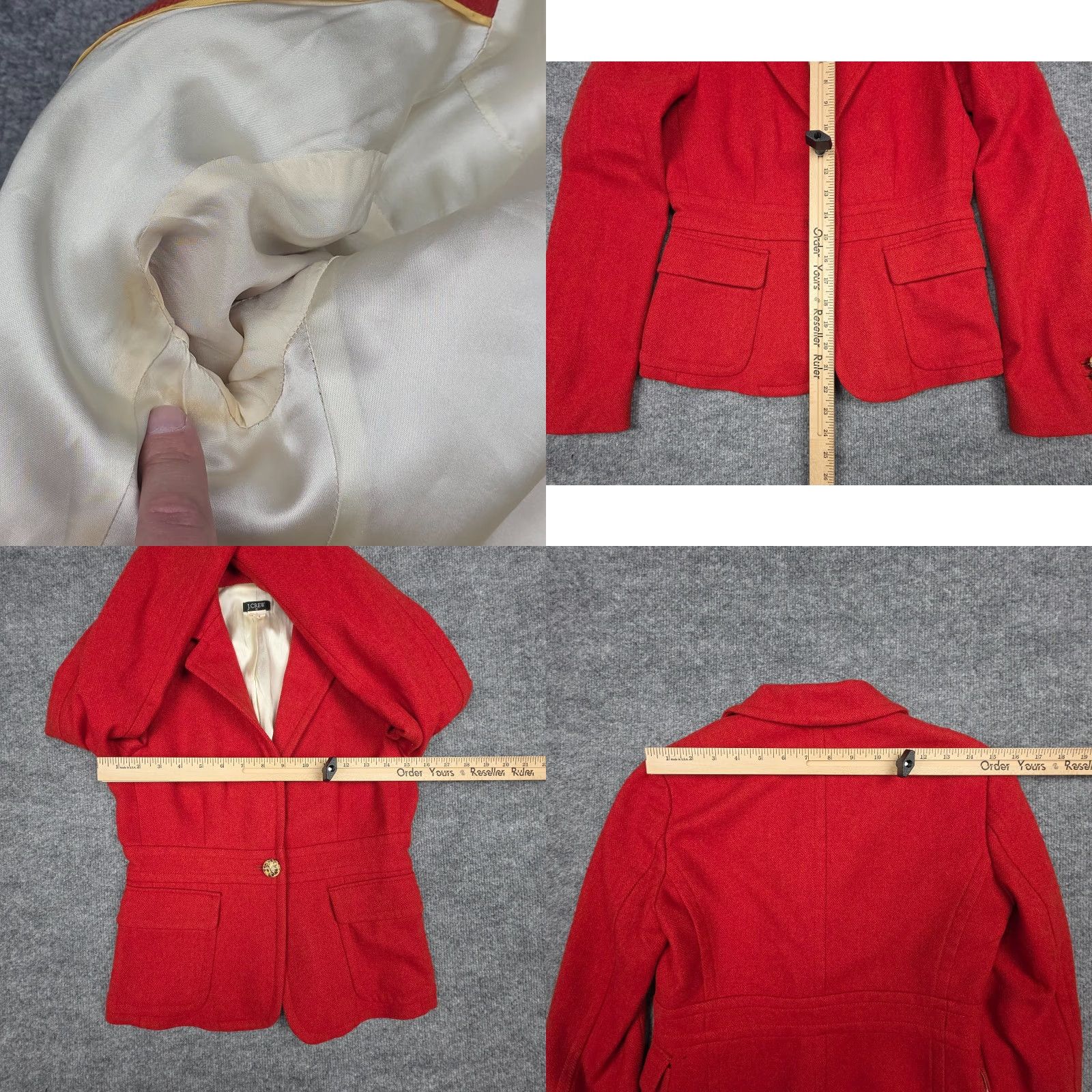 J.Crew J. Crew Wool Blazer Women's Size 2 Red Button Pockets Lined Short Size 26" / US 2 / IT 38 - 8 Thumbnail