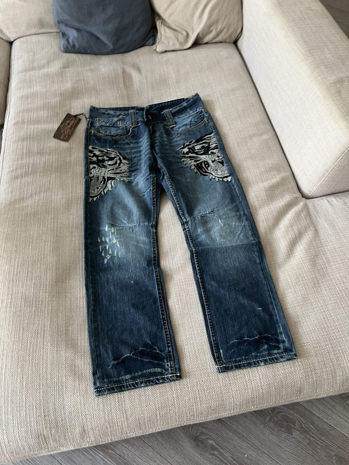 Ed Hardy Vintage Ed Hardy Tiger Denim Jeans Y2K by Christian Audigier Size US 34 / EU 50 - 3 Thumbnail