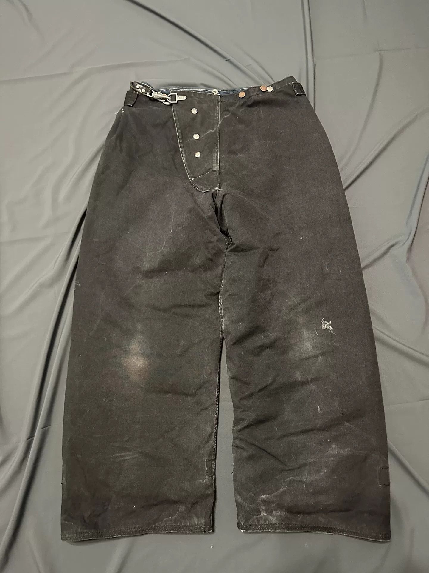 Vintage vintage 1940s black canvas fire pants Size US 36 / EU 52 - 1 Thumbnail
