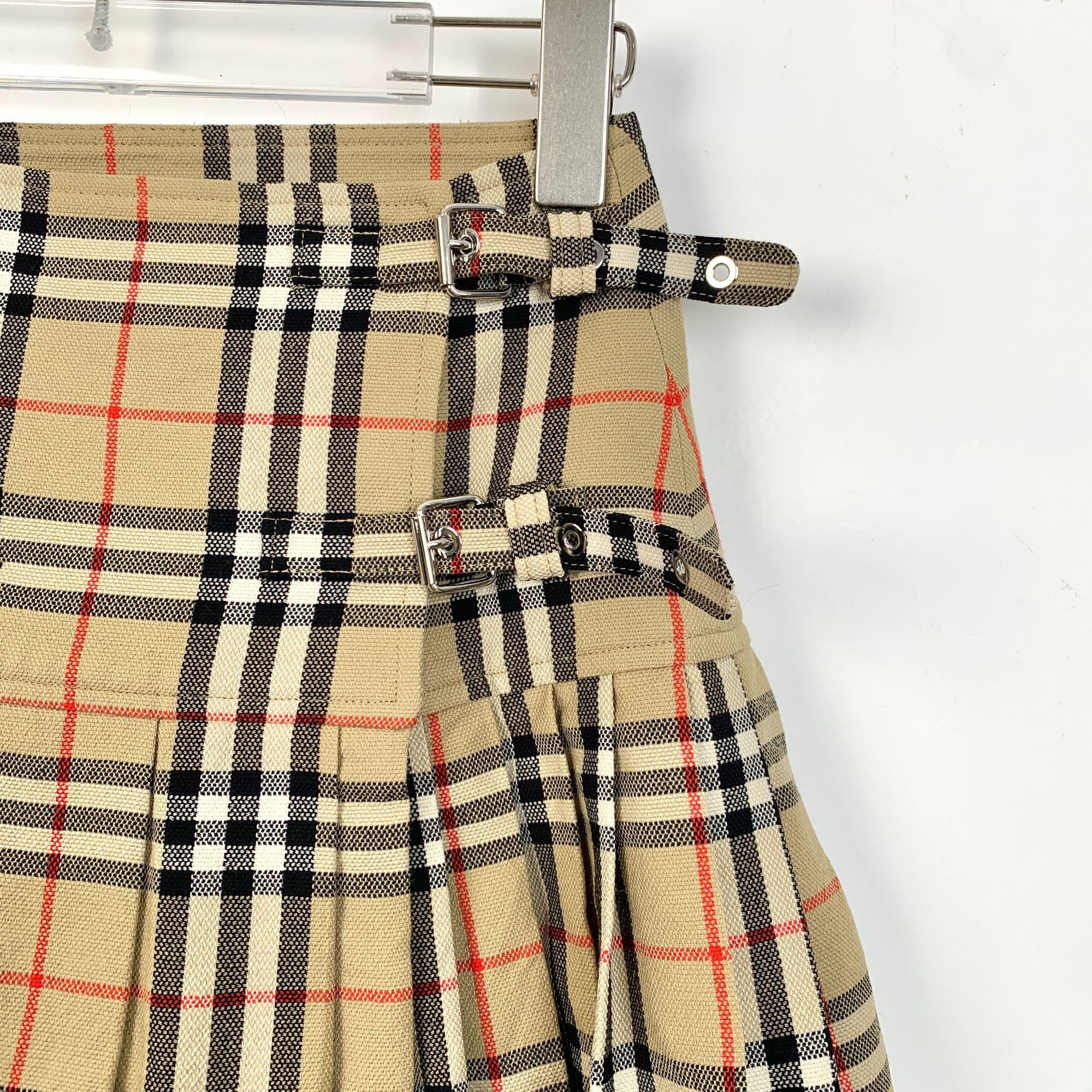 Burberry Burberry Beige Nova Check Wool Pleated Mini Skirt With Doubl Size XS / US 0-2 / IT 36-38 - 3 Thumbnail