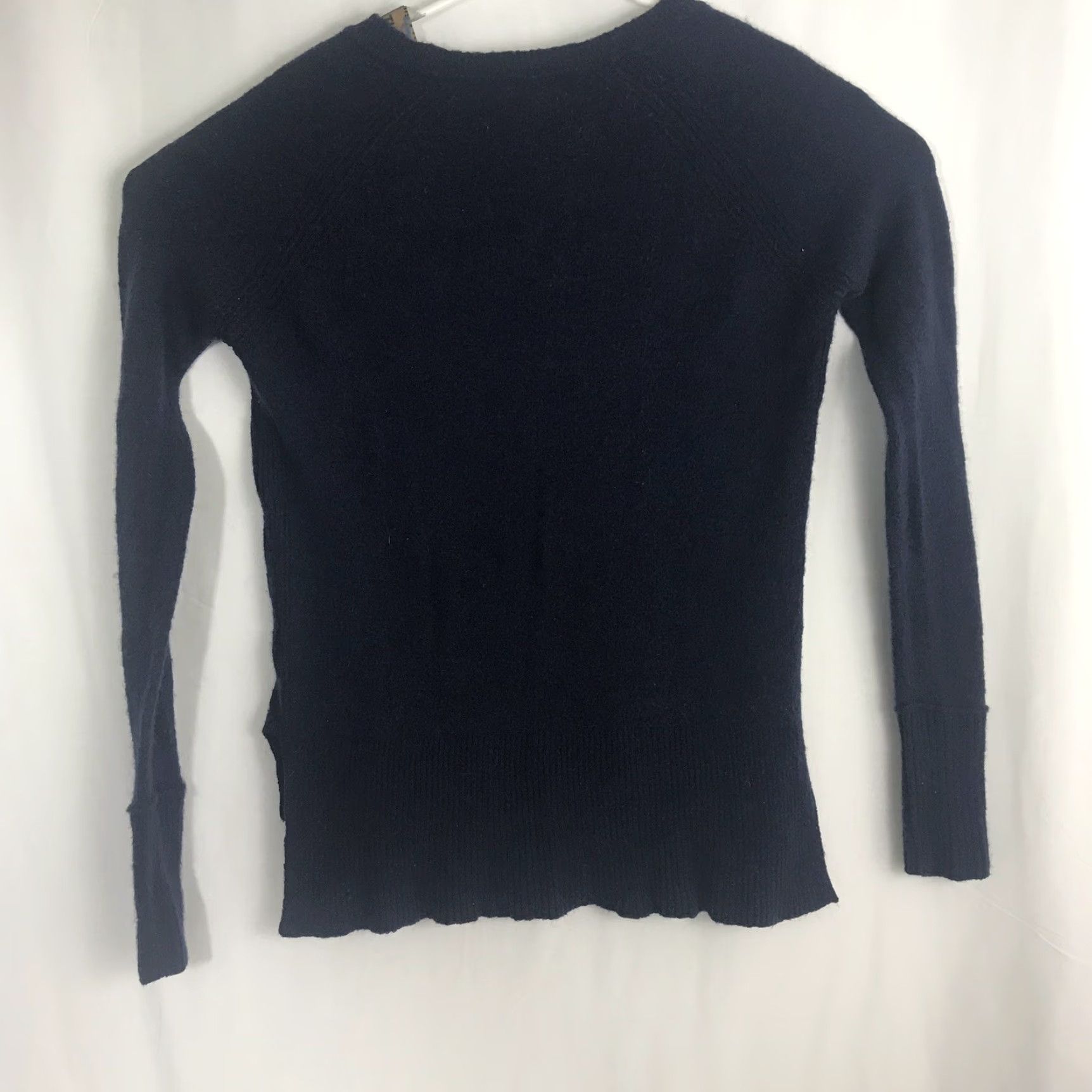 J.Crew J.CREW Womens Small V-Neck Sweater Pullover Navy Blue Merino Wool Side Split Size S / US 4 / IT 40 - 3 Thumbnail