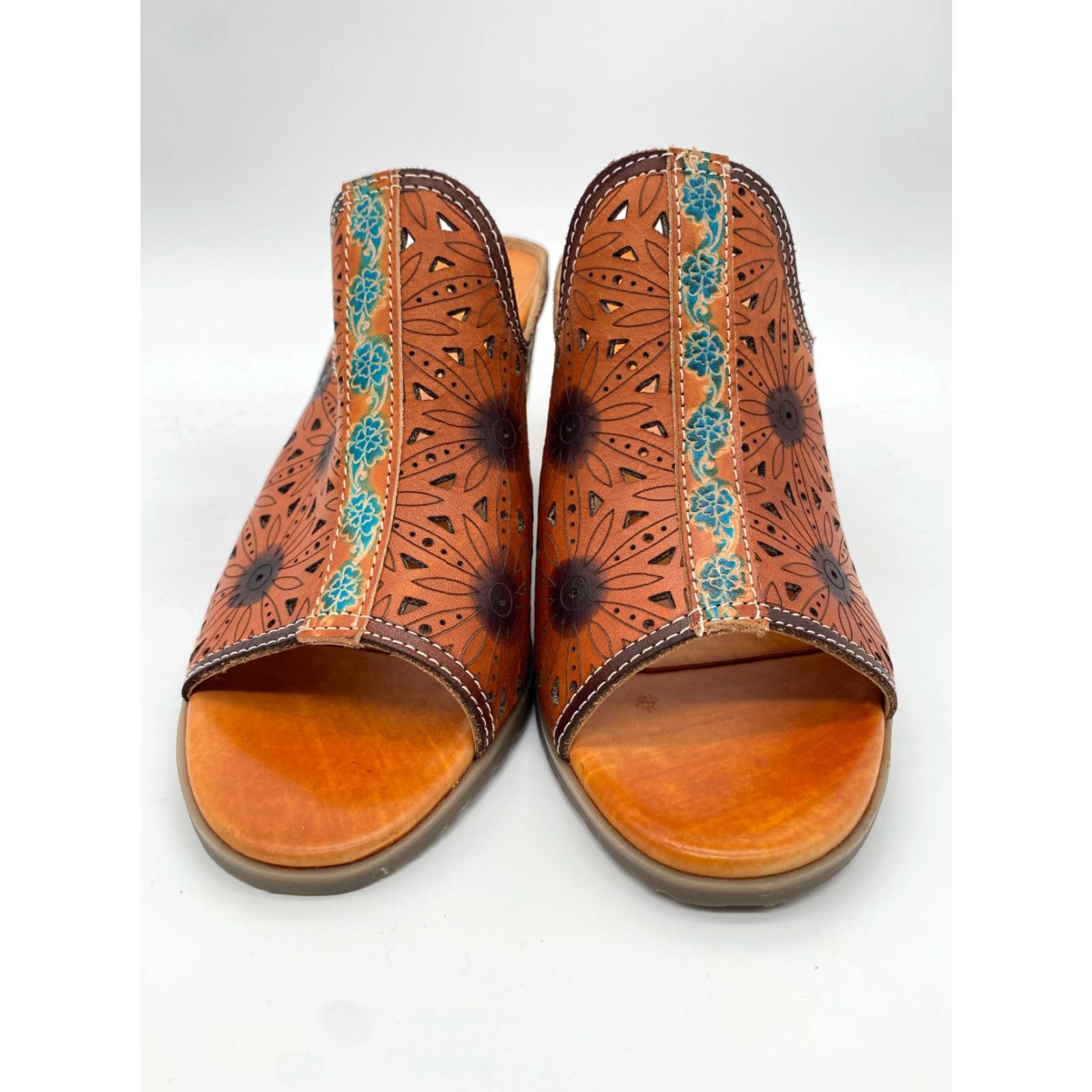 Vintage Spring Step L’artiste X Floral Sandal Women Leather Brown Size 38 US 7.5 Slip-On Shoes Size US 8 / IT 38 - 3 Thumbnail