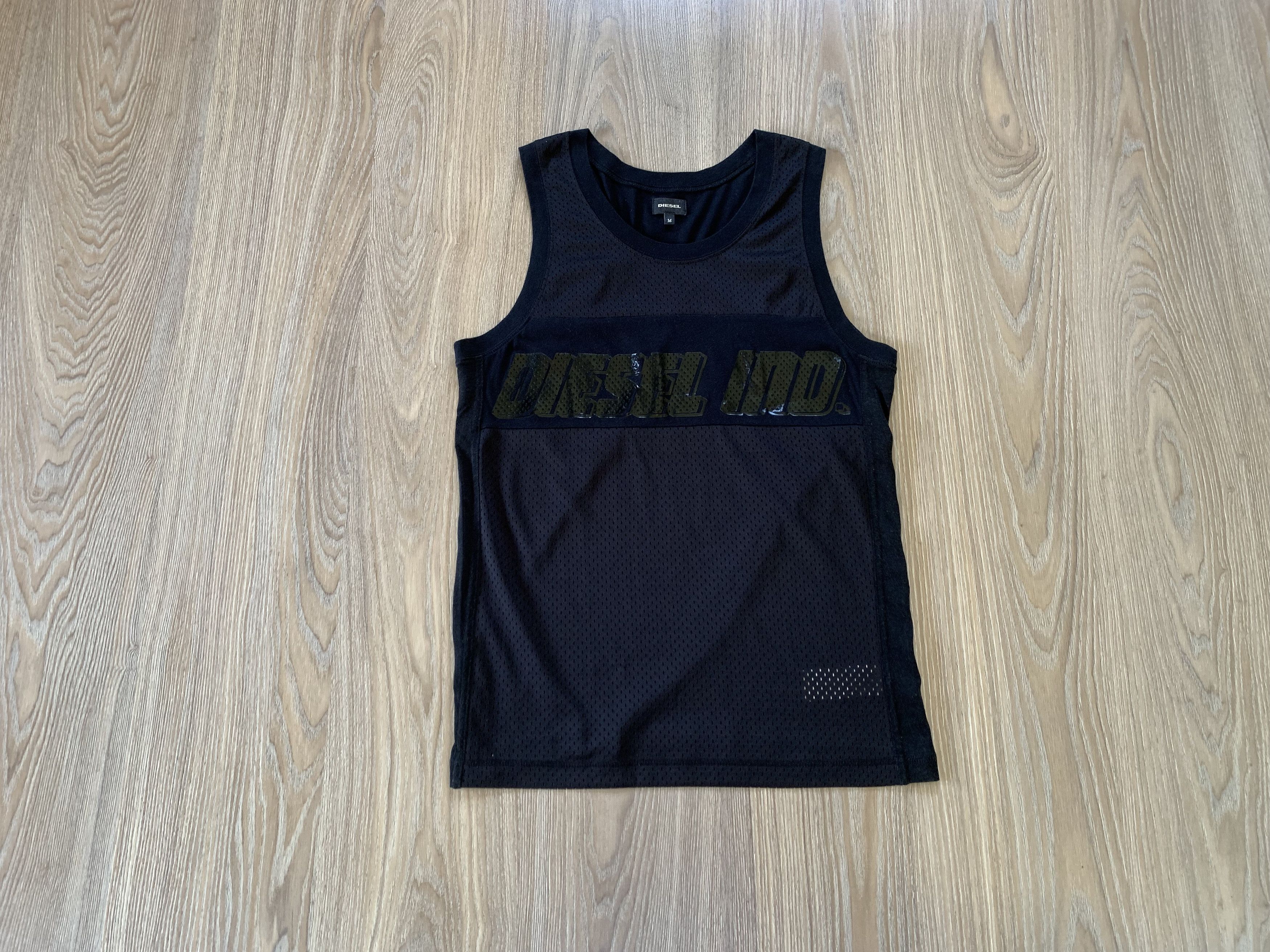 Diesel Cotton Black Mesh Sleeveless Shirt