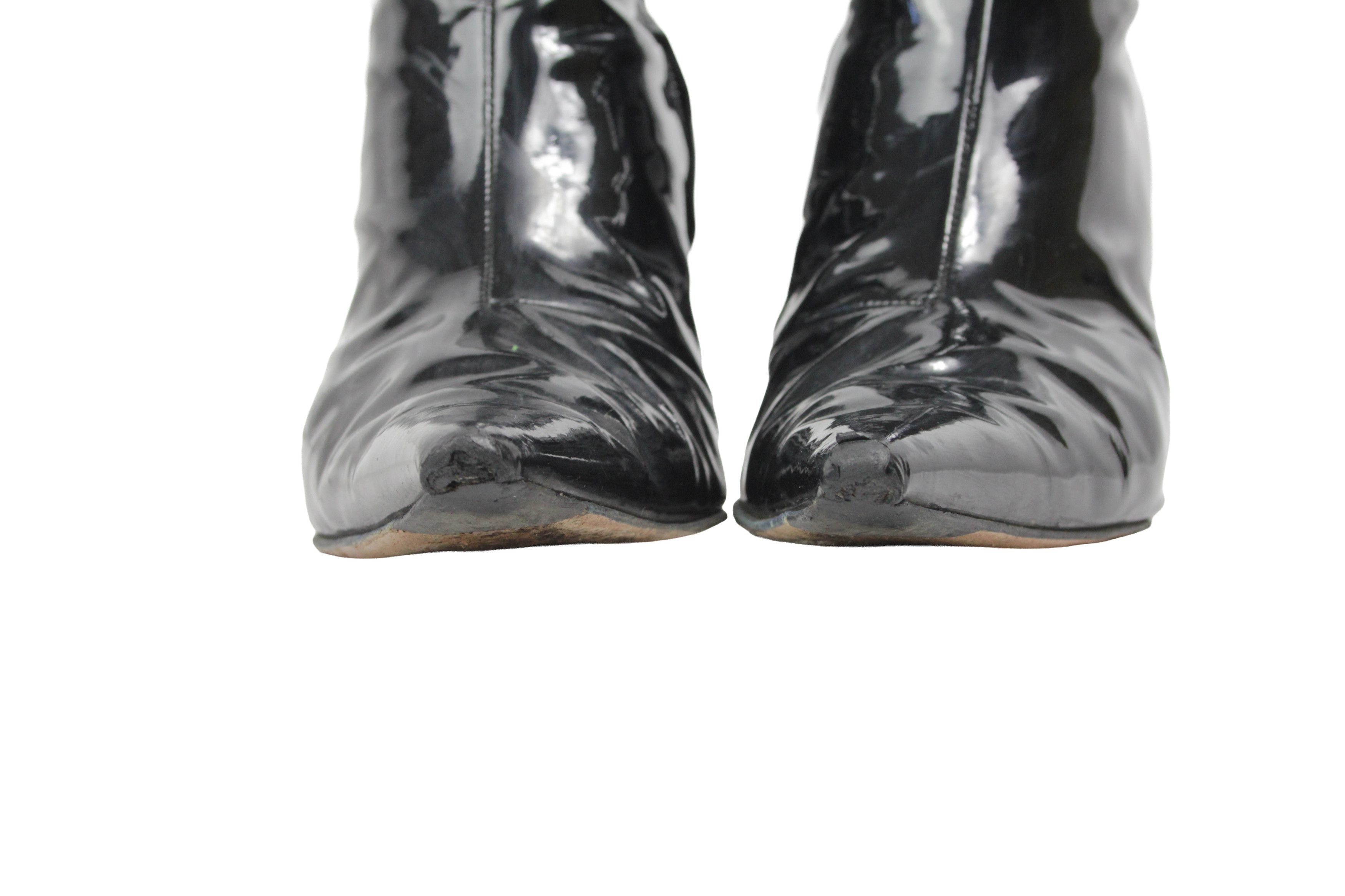 Misbhv Slicer Distressed Point Toe Patent Vinyl Ankle Boots Size US 9 / IT 39 - 4 Thumbnail