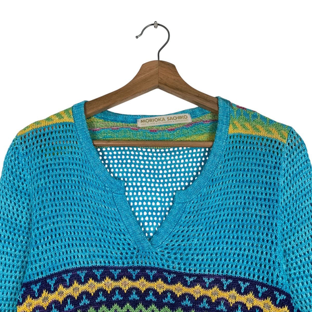 Handmade MORIOKA SACHIKO 3q Sleeve Mesh Knitwear Handmade #1222-C55 Size US M / EU 48-50 / 2 - 7 Thumbnail