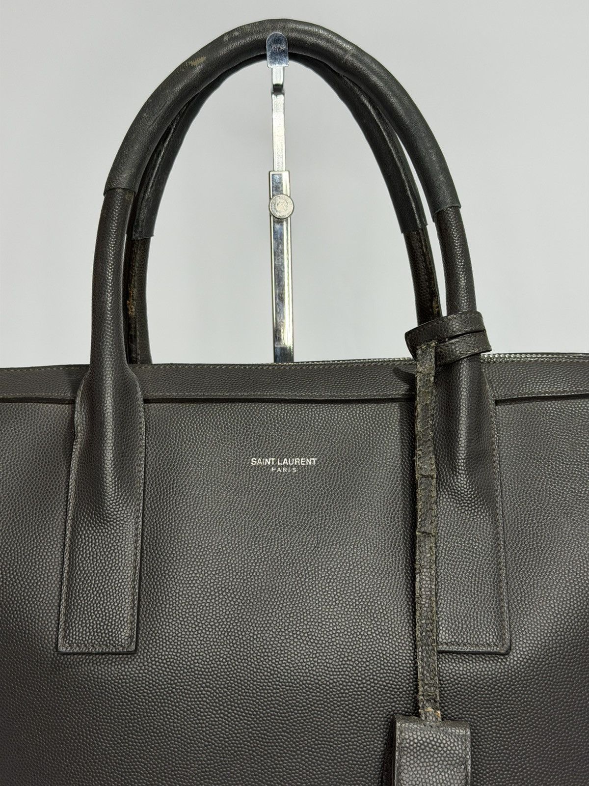Saint Laurent Paris SAINT LAURENT Gray Leather Museum Briefcase Size ONE SIZE - 2 Thumbnail