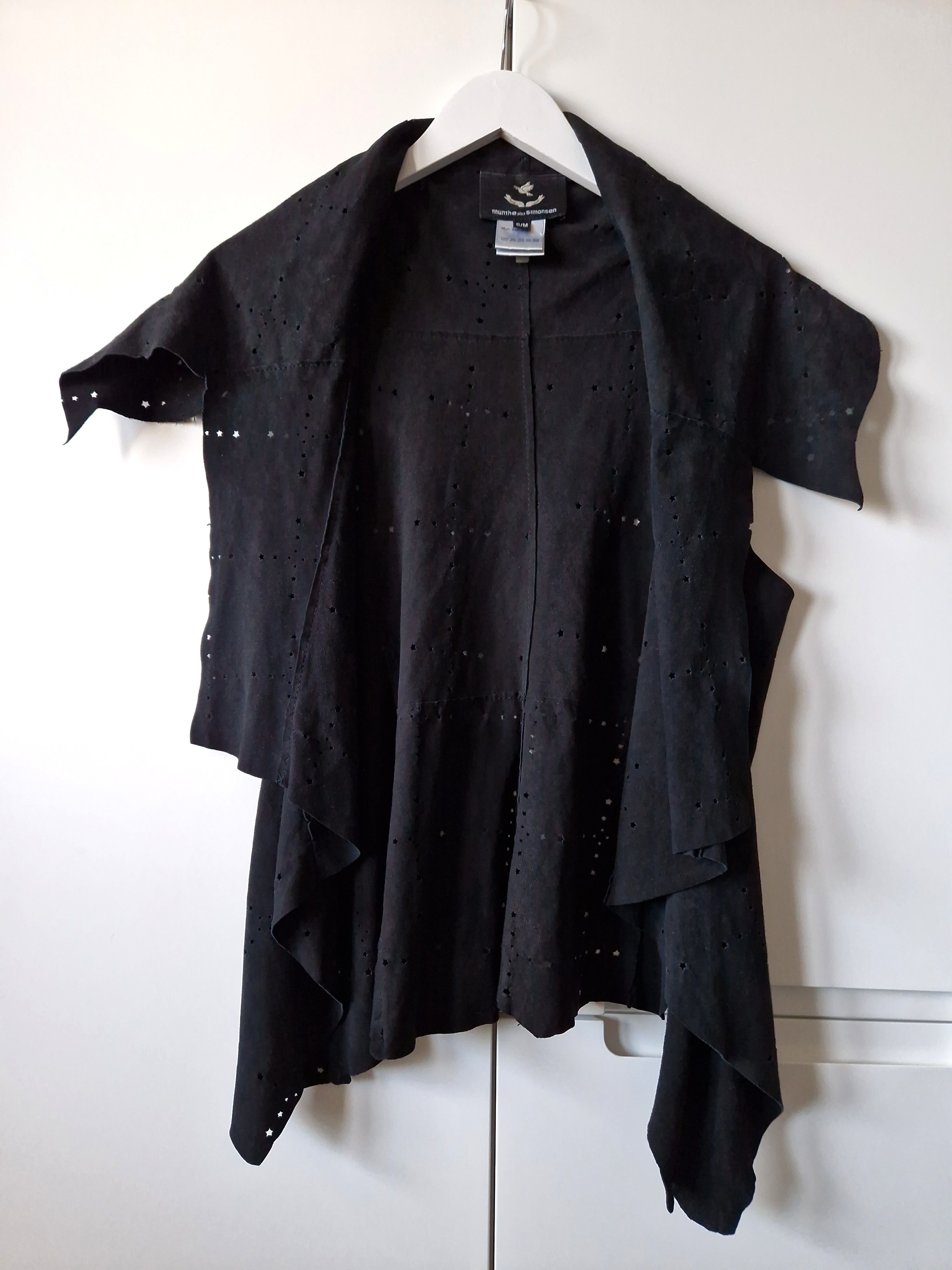 MUNTHE Leather Suede Black Vest with Stars gothic punk metal Size M / US 6-8 / IT 42-44 - 2 Thumbnail