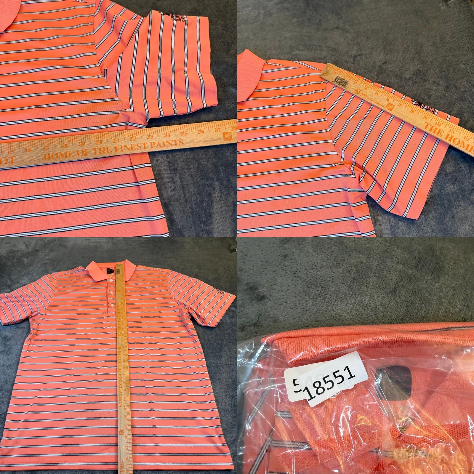 Vintage Greg Norman ML75 Microlux Polo Shirt Mens Large Orange Striped Golf Performance Size US L / EU 52-54 / 3 - 8 Thumbnail