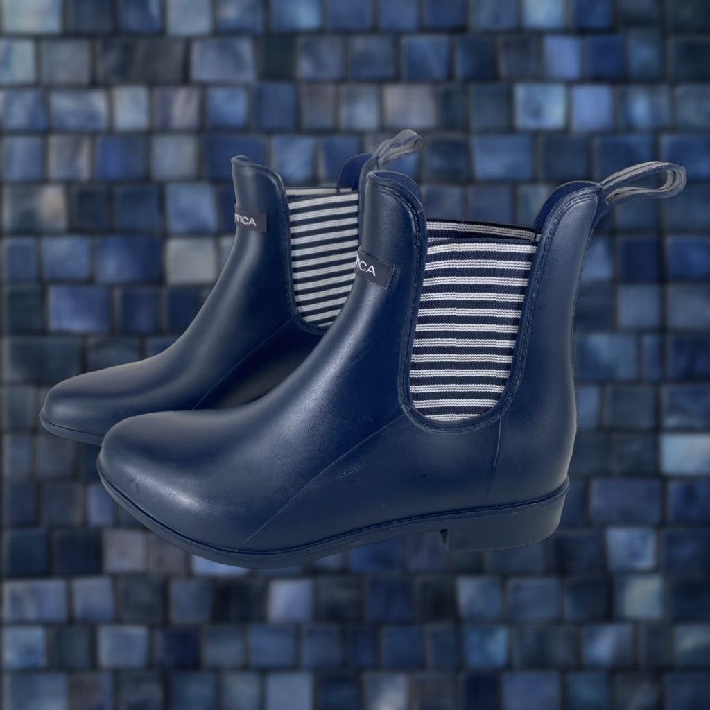 Nautica Nautica Women’s Rain Boot Rubber Size 6 Ankle Chelsea Pull On Blue Rubber Boots City Outdoor Athleisure Modern Womens Boots Size US 6 / IT 36 - 1 Thumbnail