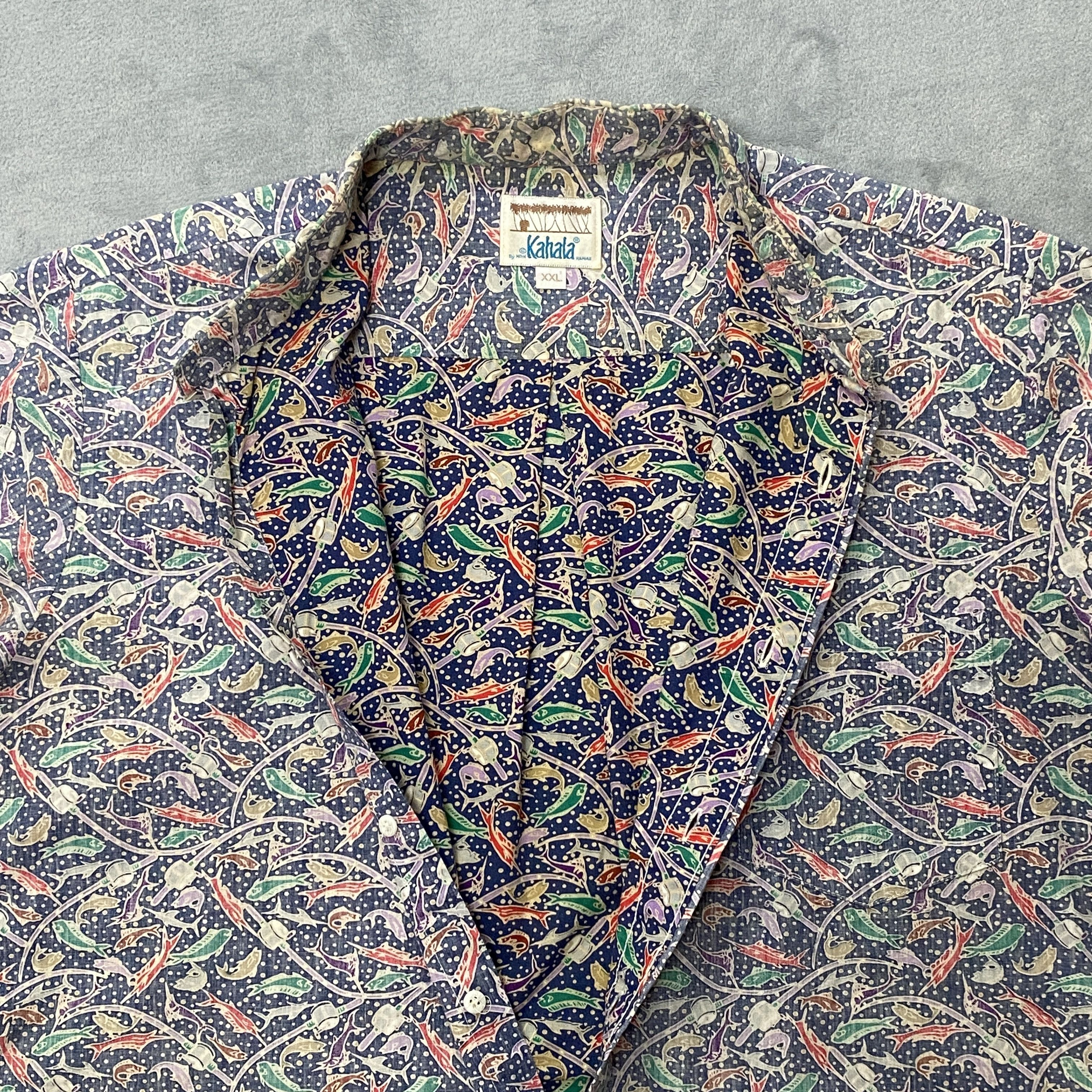 Vintage KAHALA Men 2XL SALTWATER FISH SCHOOL Short Sleeve Camp Size US XXL / EU 58 / 5 - 5 Thumbnail