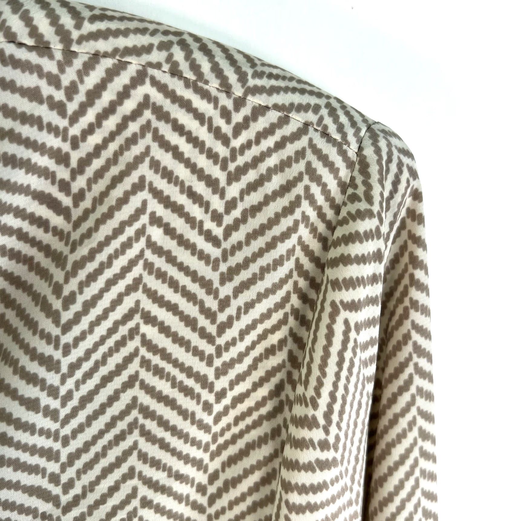 Vintage VINTAGE Eva Laurel Blouse Shawl Collar Herringbone Button-Up Women's Size 10 Beige 70s Pattern Mens? Women? Size L / US 10 / IT 46 - 2 Thumbnail
