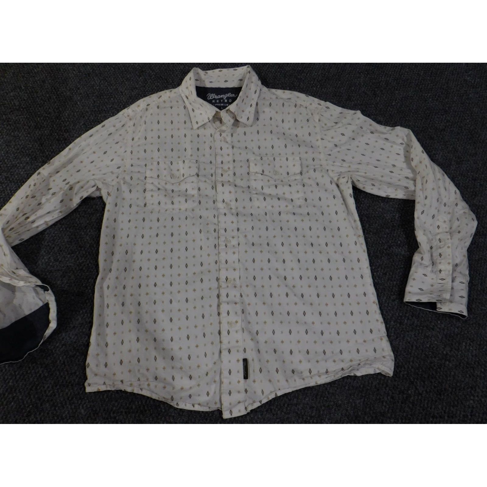 Wrangler VINTAGE Wrangler Retro Shirt Mens L White Western Aztec Long Sleeve Button Front Collared Plaid Logo Western Size US L / EU 52-54 / 3 - 4 Thumbnail