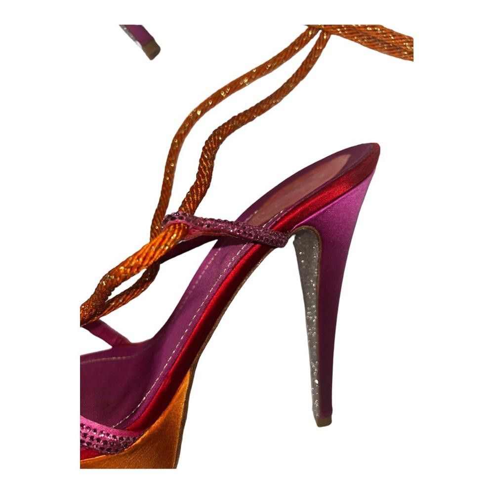 Designer Rene Caovilla Pink/Orange Rhinestone Platform Tie Heels 9.5 Size US 9.5 / IT 39.5 - 7 Thumbnail