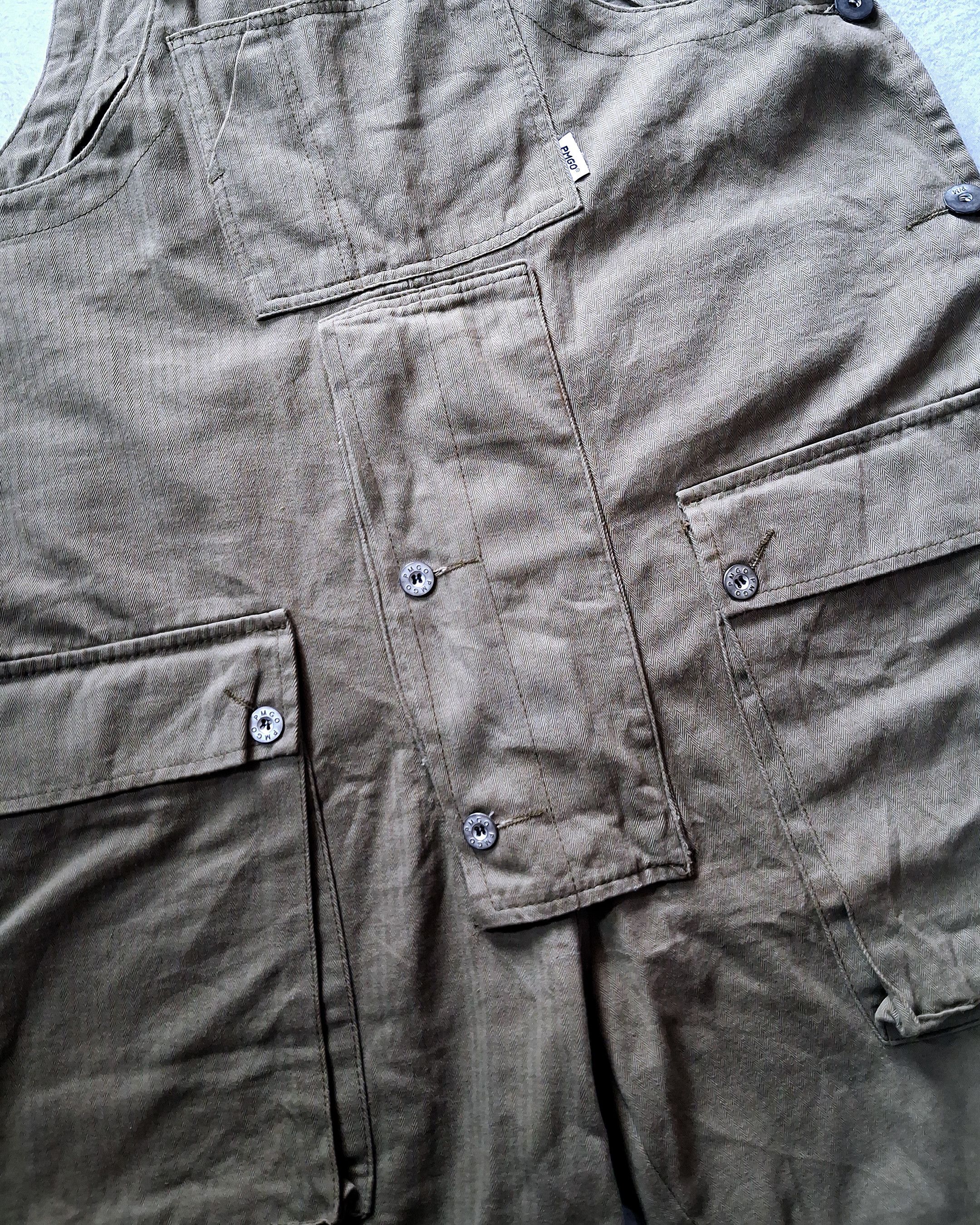 Japanese Brand PMGO HERRINGBONE TWILL HBT OLIVE GREEN DECK OVERALL Size US 43 - 4 Thumbnail