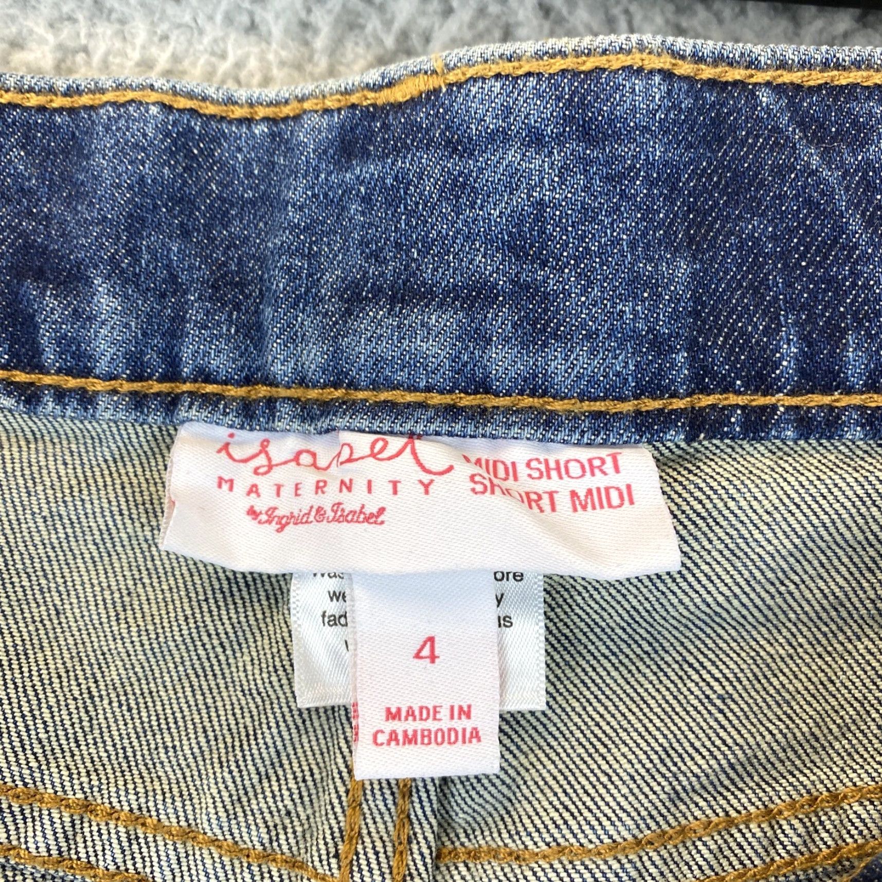 Vintage ISABEL MATERNITY Blue MIDI Jean Shorts Size 4 Maternity with Side Panels for Women Size 27" / US 4 / IT 40 - 4 Thumbnail