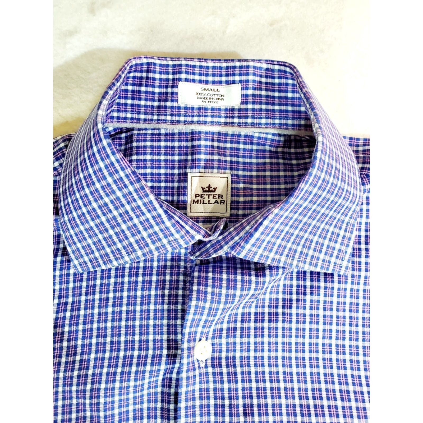 Peter Millar Peter Millar Signature Mens Sm Long Sleeve Button-up Shirt Plaid 100% Cotton Size US S / EU 44-46 / 1 - 3 Thumbnail