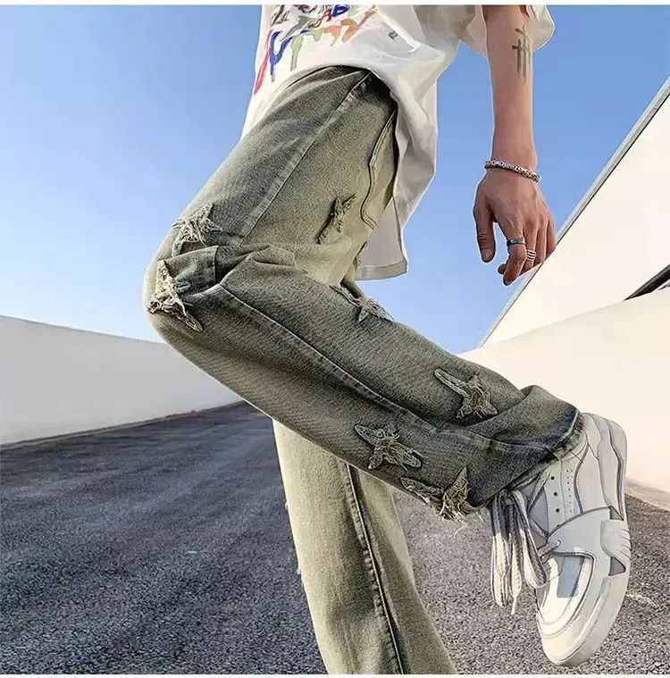 Japanese Brand Retro casual washed straight leg jeans Size US 32 / EU 48 - 4 Thumbnail