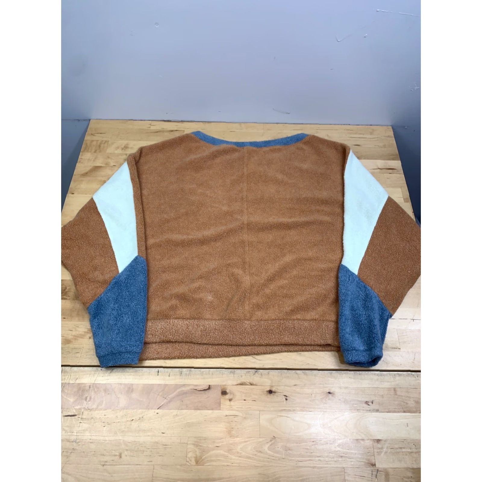 Free People Free People Blue Fleece Pullover Womens XS Boho Oversized 12884 Size XS / US 0-2 / IT 36-38 - 8 Thumbnail