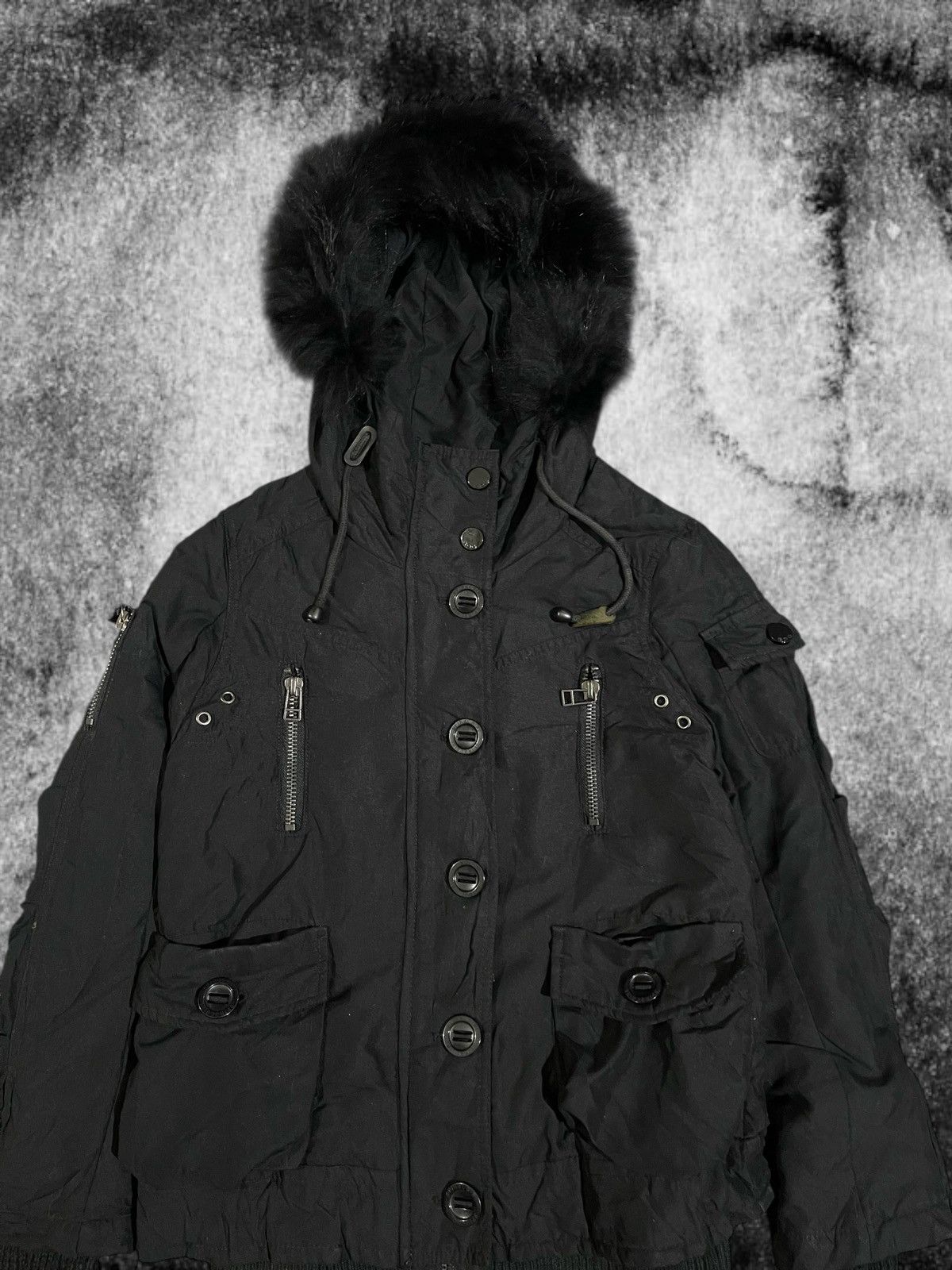14th Addiction 2000s Spiral Girl Japan fur Racoon jacket Black Opium style Size US M / EU 48-50 / 2 - 2 Thumbnail