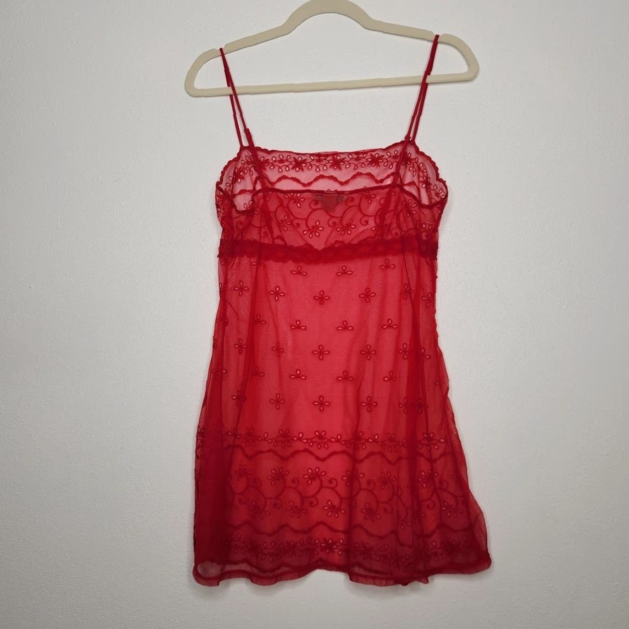 Victoria's Secret VINTAGE Victoria's Secret Red Mini Dress Floral Flowers Sheer Witchy Fairy Large Dress Women L Red Short Slip Dress 90s Fairy Womens Size L / US 10 / IT 46 - 4 Thumbnail