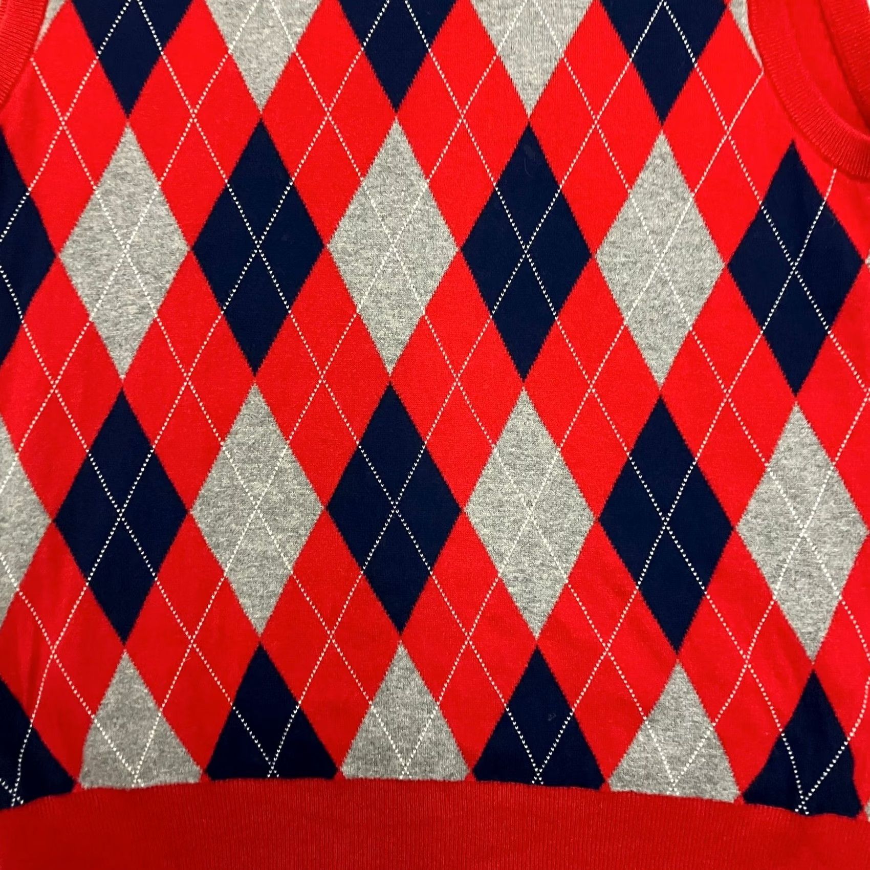 Chaps Chaps Vest XL Argyle Red Navy Grey V Neck Cotton Knit Shirt/Presenter: Jumper? Size US XL / EU 56 / 4 - 3 Thumbnail