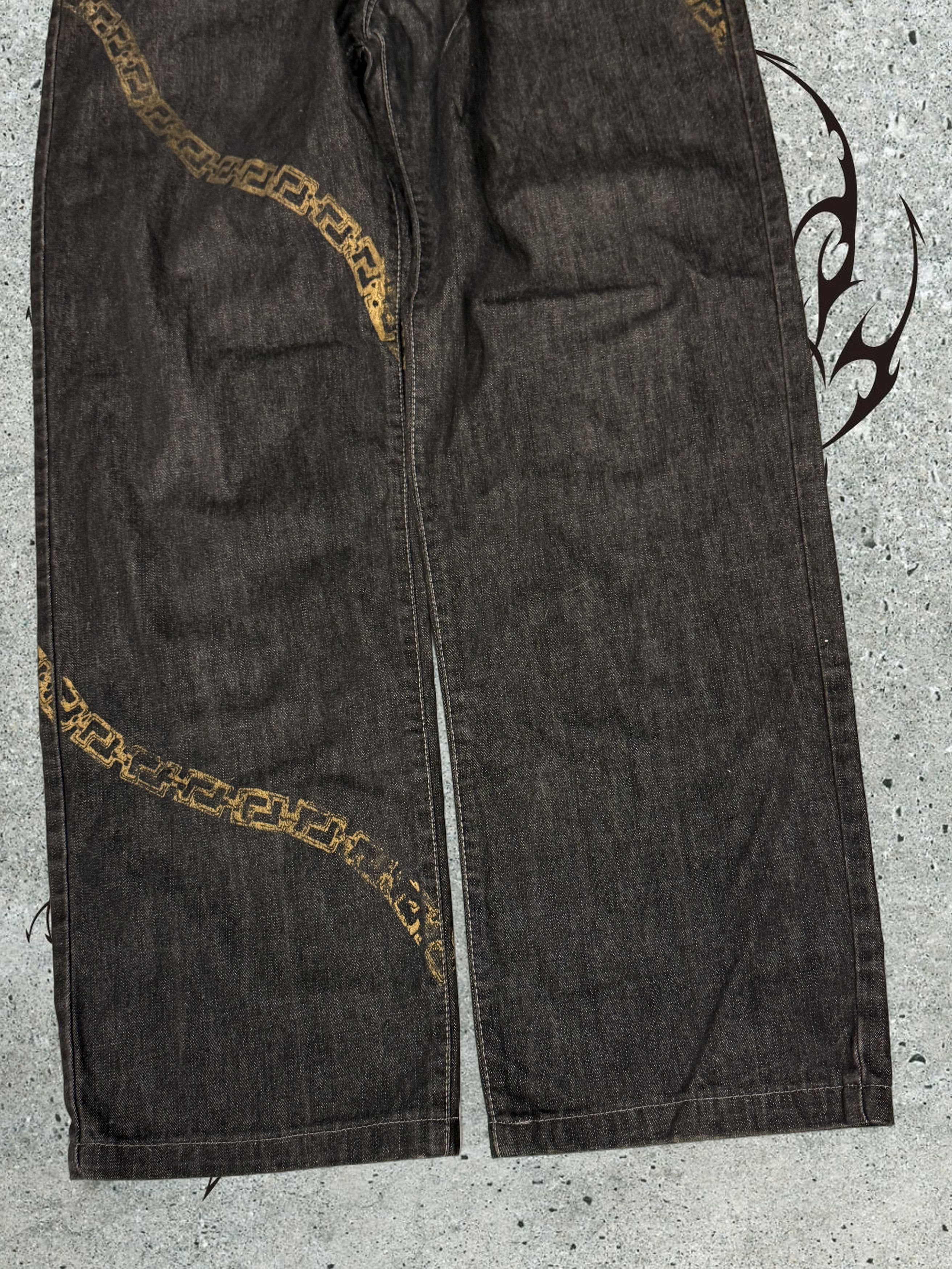 Versace Jeans Couture Very rare Y2K VJC black gold chain wraparound denim Size US 40 / EU 56 - 4 Thumbnail
