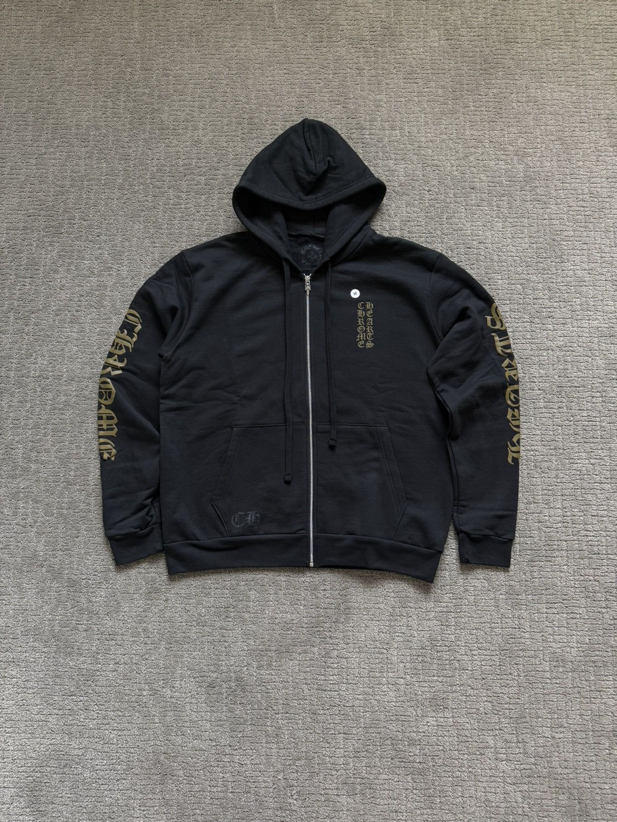 OLIVE ARMY GREEN VERTICAL LOGO ZIP UP HOODIE