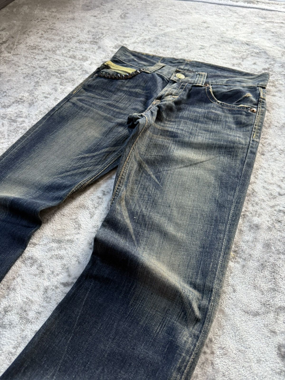 If Six Was Nine Edwin Japan 503 Studded Mud Wash Spiral Flared Jeans Size US 28 / EU 44 - 8 Thumbnail