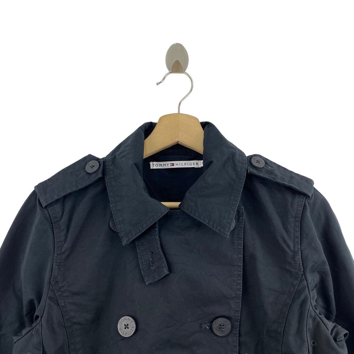 Tommy Hilfiger × Vintage Vintage TOMMY HILFIGER Plain Black Coat Size US S / EU 44-46 / 1 - 2 Thumbnail
