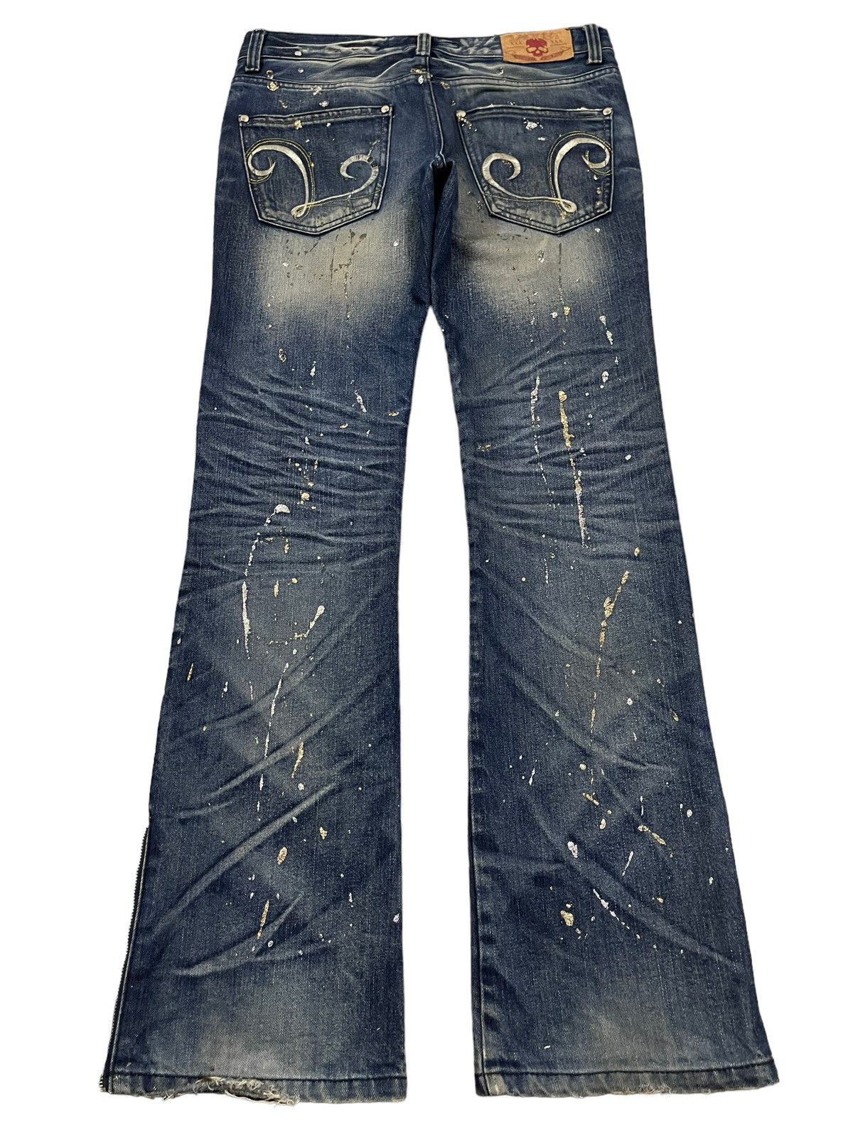 If Six Was Nine Vintage Japanese Brand Distressed Splash Flare Jeans Size US 33 - 2 Thumbnail