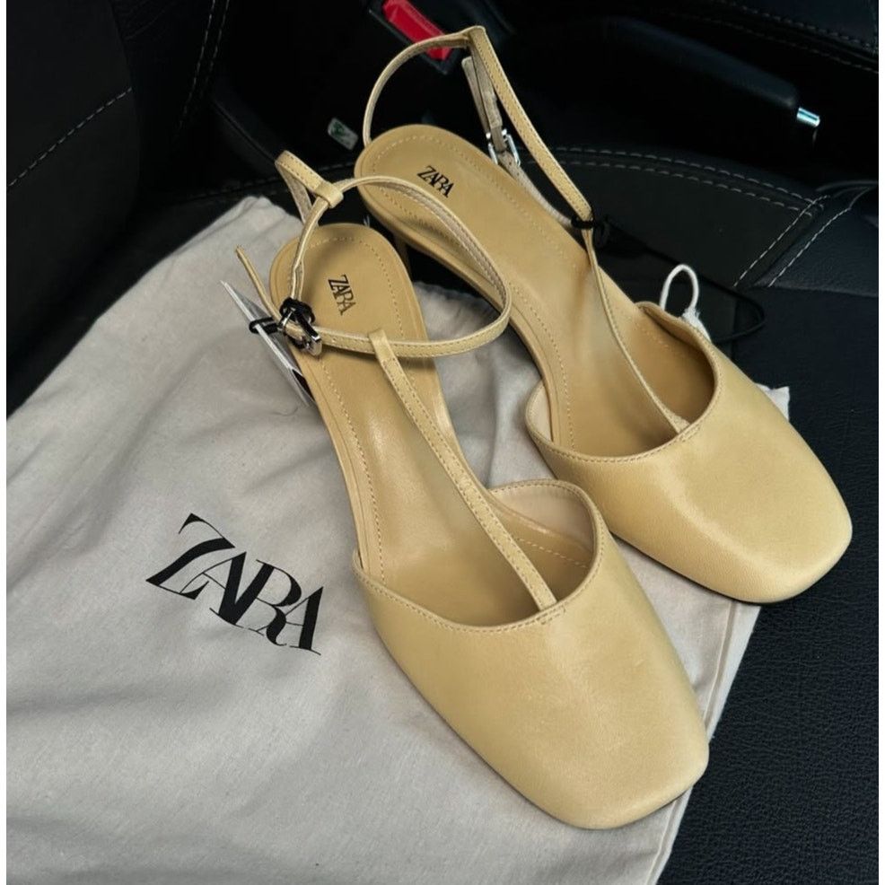 Zara ZARA Yellow Leather Heels NWT Size US 7.5 / IT 37.5 - 11 Thumbnail