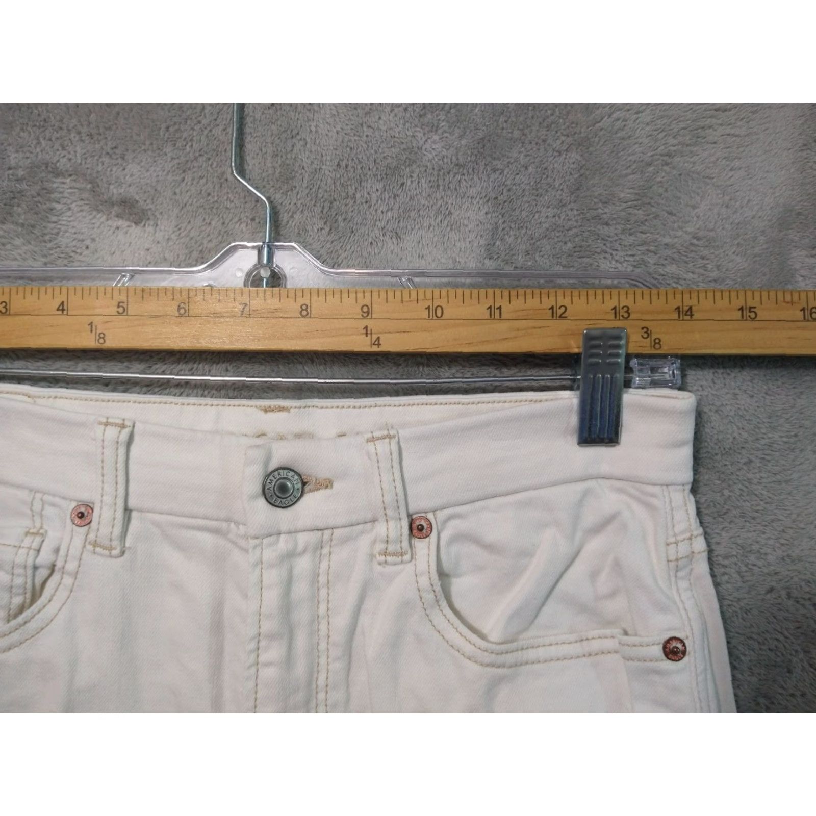 Vintage American Eagle Jeans Women 6 White Denim Curvy Mom Stretch Distressed Festival 90s City Retro Womens Size 28" / US 6 / IT 42 - 3 Thumbnail