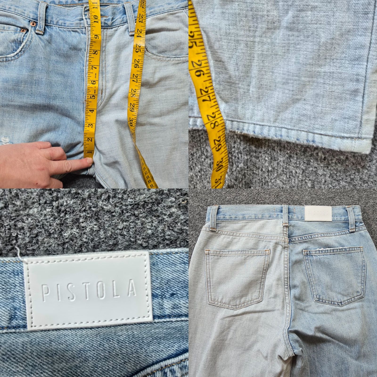 Pistola Pistola Jeans Womens 25 Blue Straight Jeans Distressed Grunge 5-Pocket Denim Wide Leg Colorblocked Regular Car Size 42" / US 20 - 8 Thumbnail