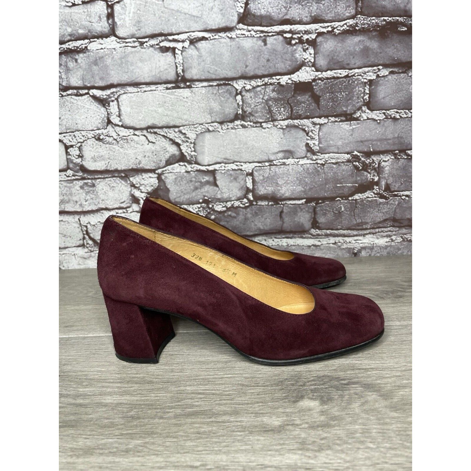 Other David Aaron Burgundy Maroon Suede Leather Round High Heels W Size US 6.5 / IT 36.5 - 21 Thumbnail