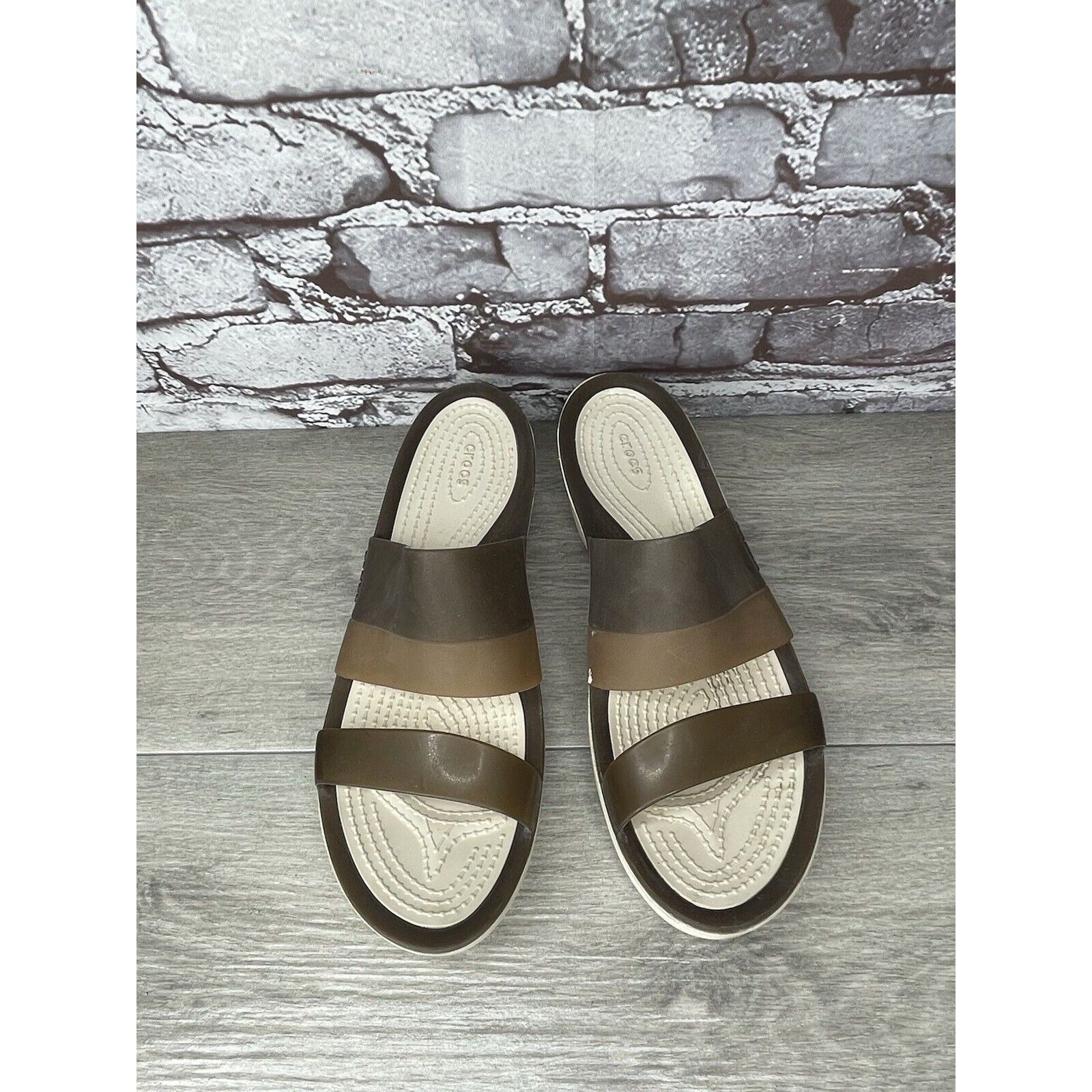 Crocs CROCS CIABATTA 200031 COLORBLOCK BROWN TAN SLIP ON WEDGE SA Size US 9 / IT 39 - 2 Thumbnail