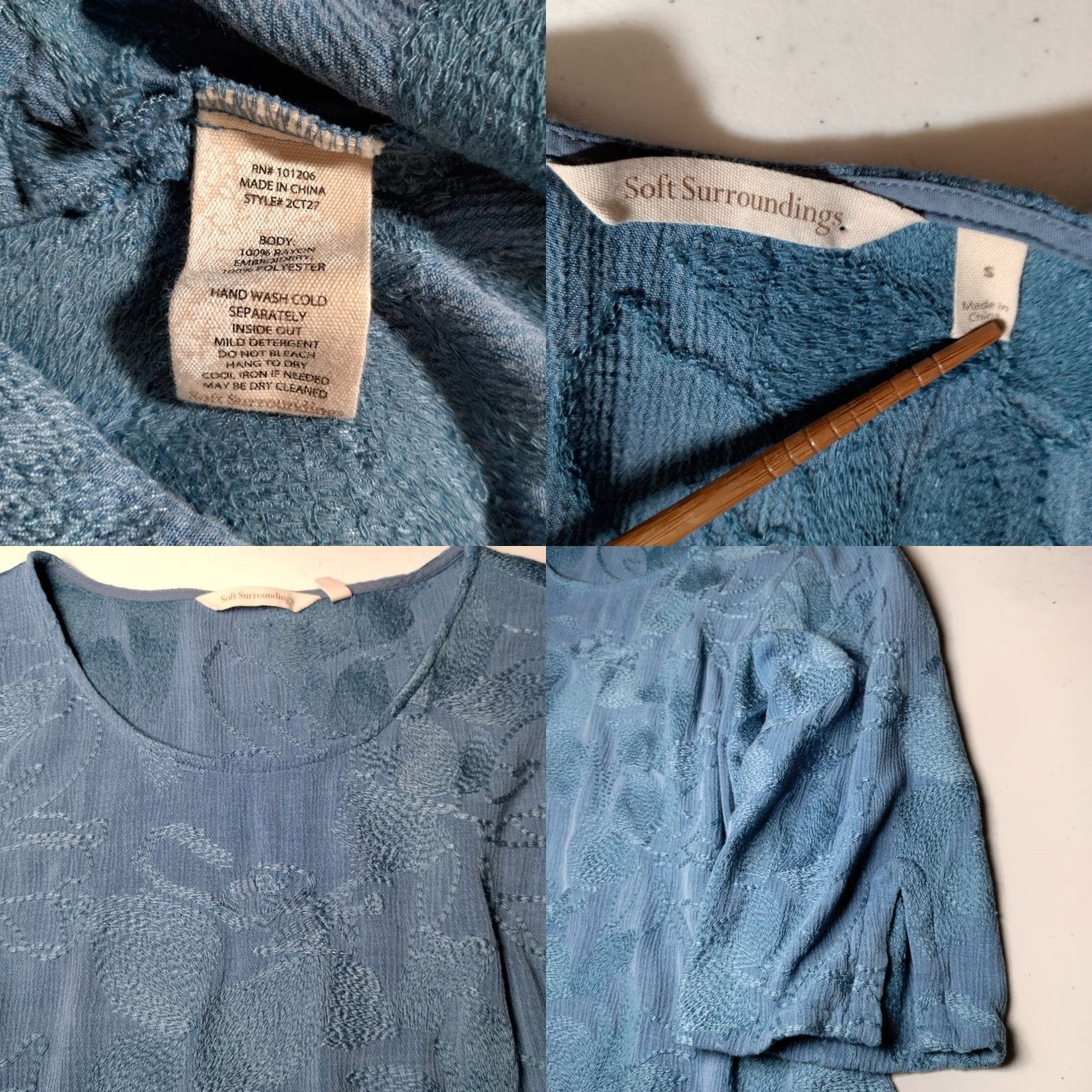 Soft Surroundings Soft Surroundings Shirt Tunic S Blue Embroidered Asymmetrical Lagenlook Boho Beachy Coastal Lightweight Size S / US 4 / IT 40 - 8 Thumbnail