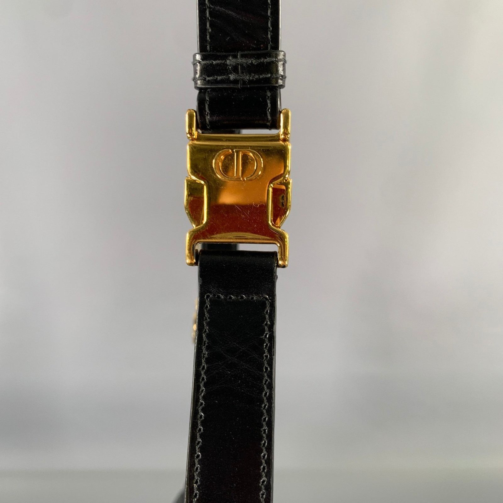 Dior CHRISTIAN DIOR Black Gold Cannage Leather Metal Bag Size ONE SIZE - 5 Thumbnail