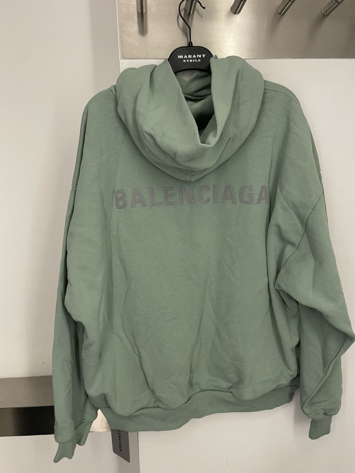 Balenciaga BACK REFLECTIVE HOODIE MEDIUM FIT IN SAGE GREEN Size US M / EU 48-50 / 2 - 2 Thumbnail
