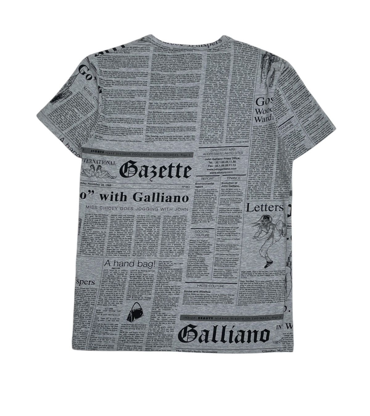 Just Cavalli Vintage John Galliano Gazette Newspaper V neck T-shirt 2000s Size US S / EU 44-46 / 1 - 2 Thumbnail
