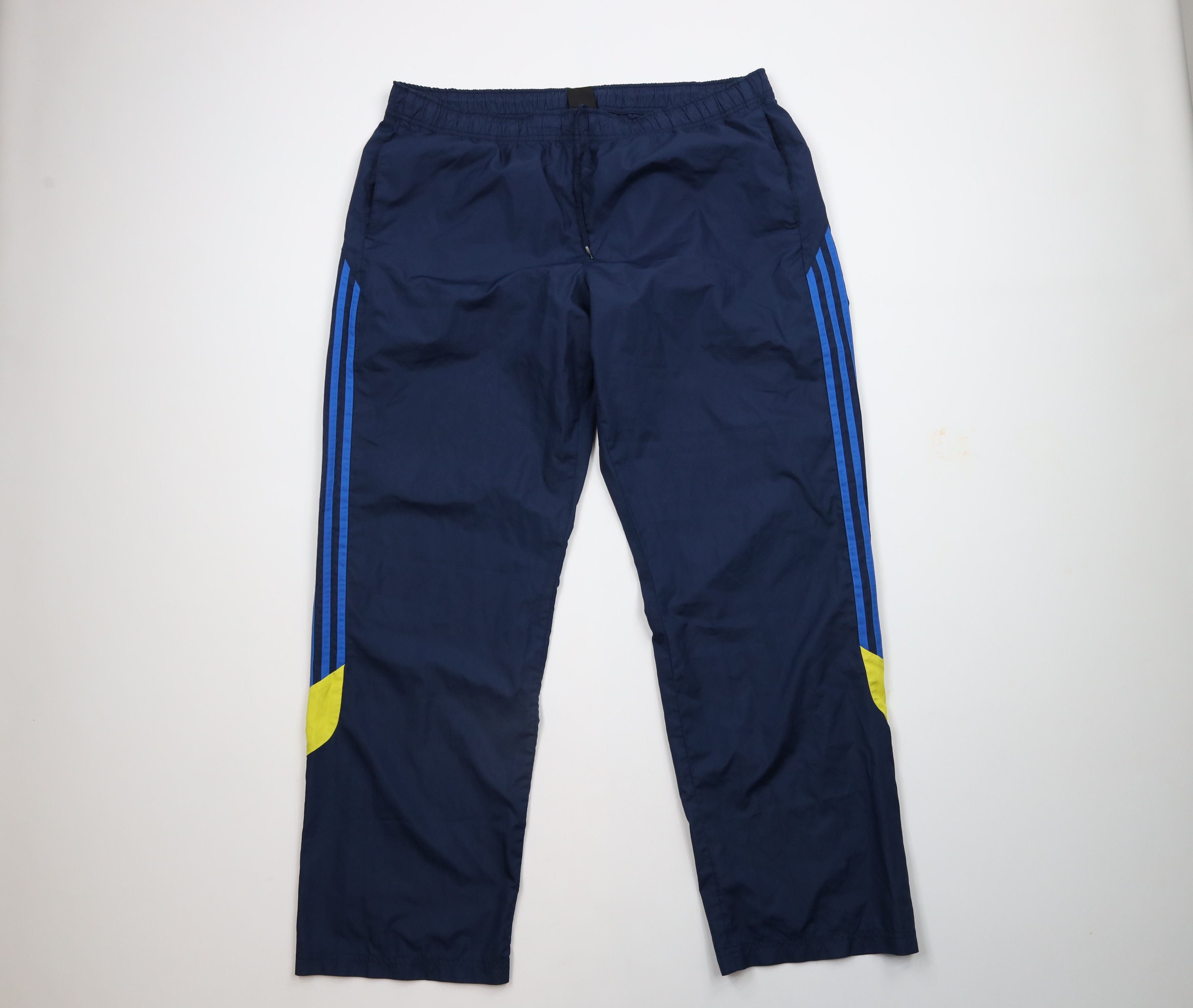 Adidas × Vintage Vintage Adidas Striped Wide Leg Windbreaker Pants Navy Blue Size US 38 / EU 54 - 1 Thumbnail