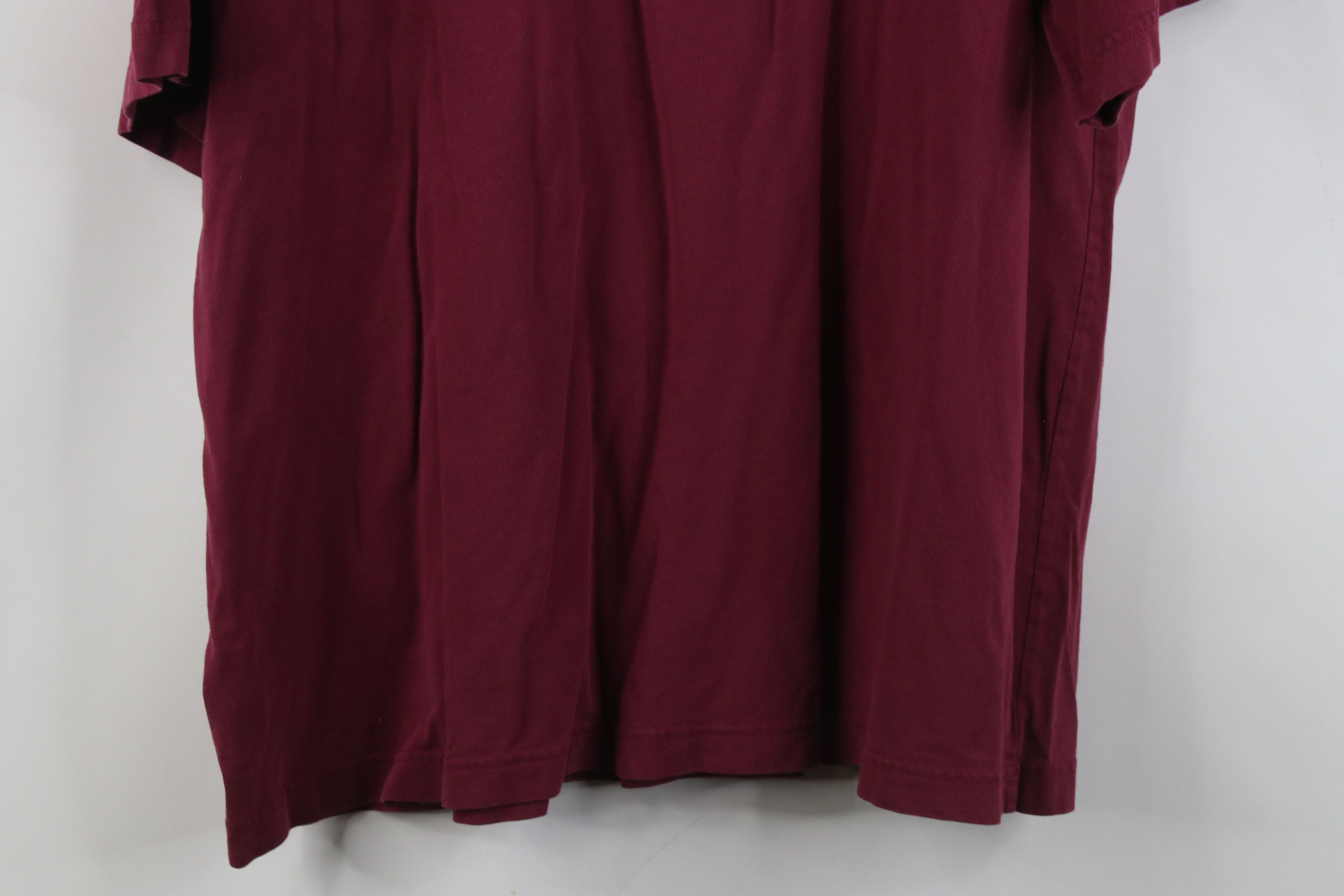 Lands' End Vintage Y2K Lands End Blank Cotton T-Shirt Burgundy Maroon Size US L / EU 52-54 / 3 - 15 Thumbnail