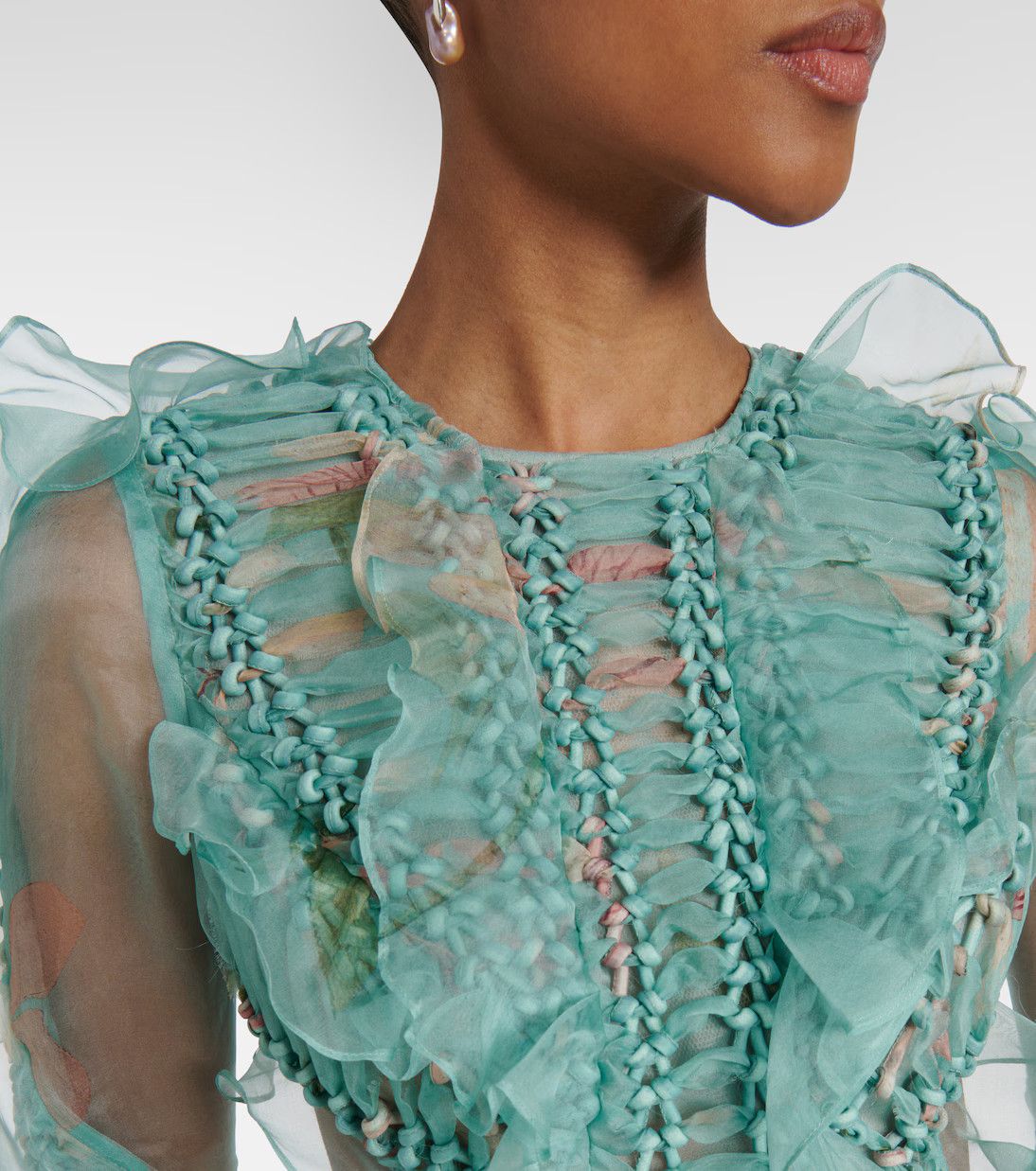 Zimmermann oc11z0226 Illuminate Floral Ruffled Gown In Blue Size M / US 6-8 / IT 42-44 - 3 Thumbnail