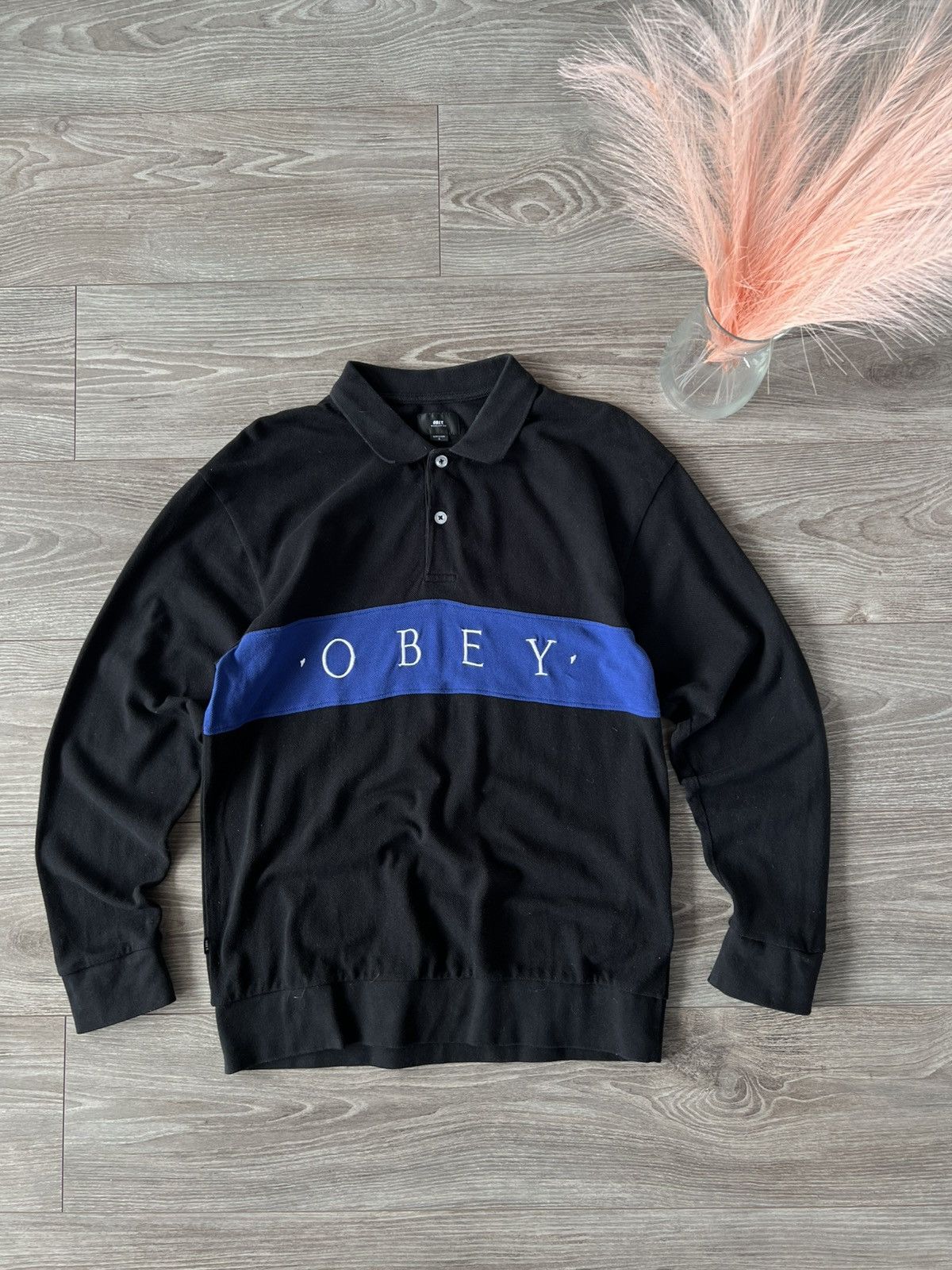 Japanese Brand × Obey ‼️Obey Worldwide Authentic Big Logo Polo Neck Long Sleeve Tee Size US S / EU 44-46 / 1 - 4 Thumbnail