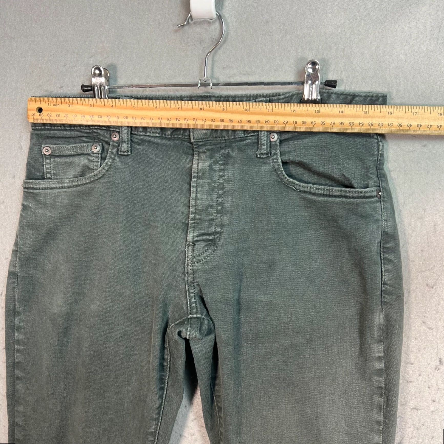 Bonobos BONOBOS Jeans Slim 31x30 Men Green Denim Cotton Blend 5-Pocket Inseam 30 Retro Preppy Style Mens Jeans Size US 31 - 5 Thumbnail